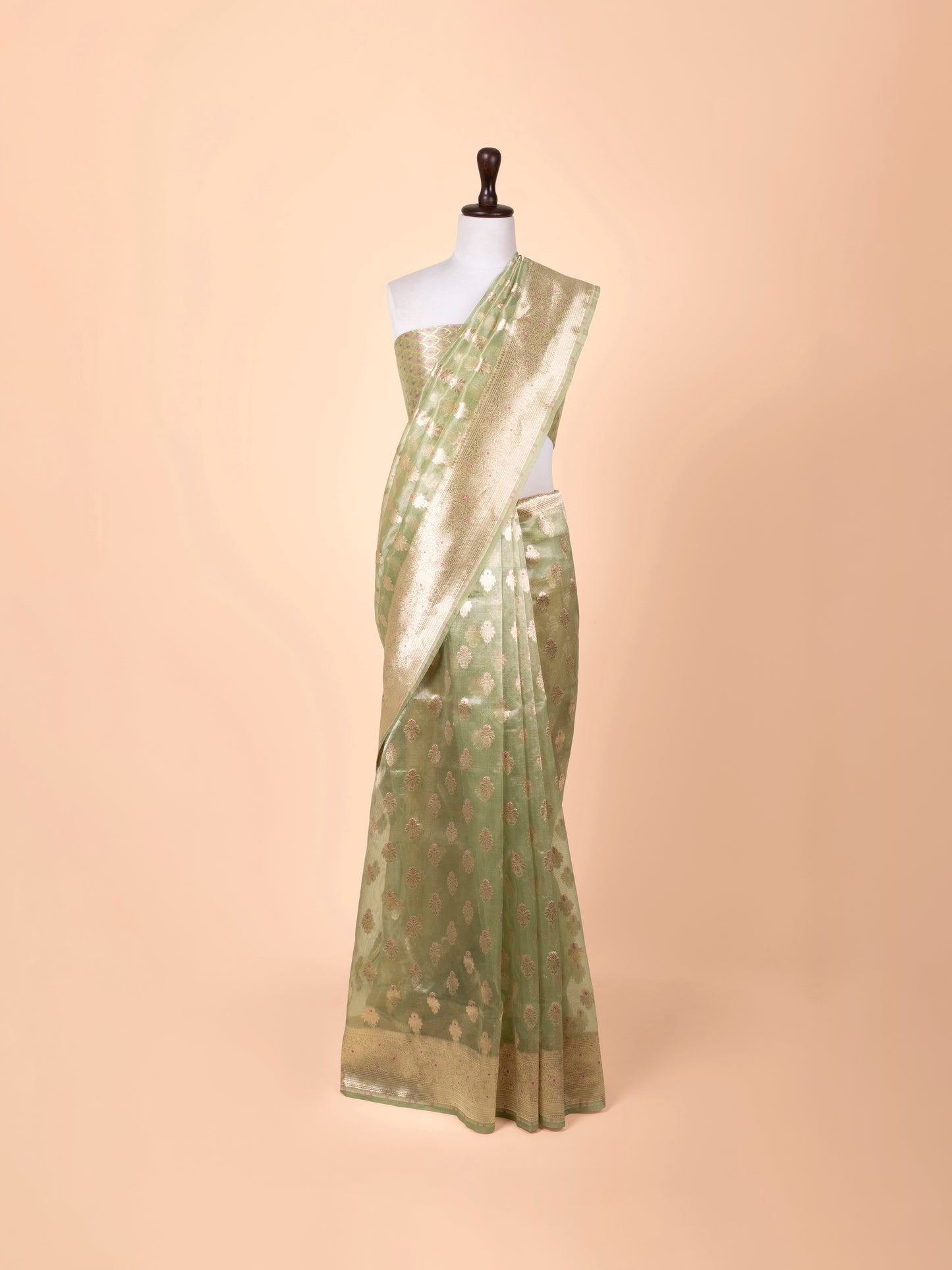 Handwoven Green Organza Saree