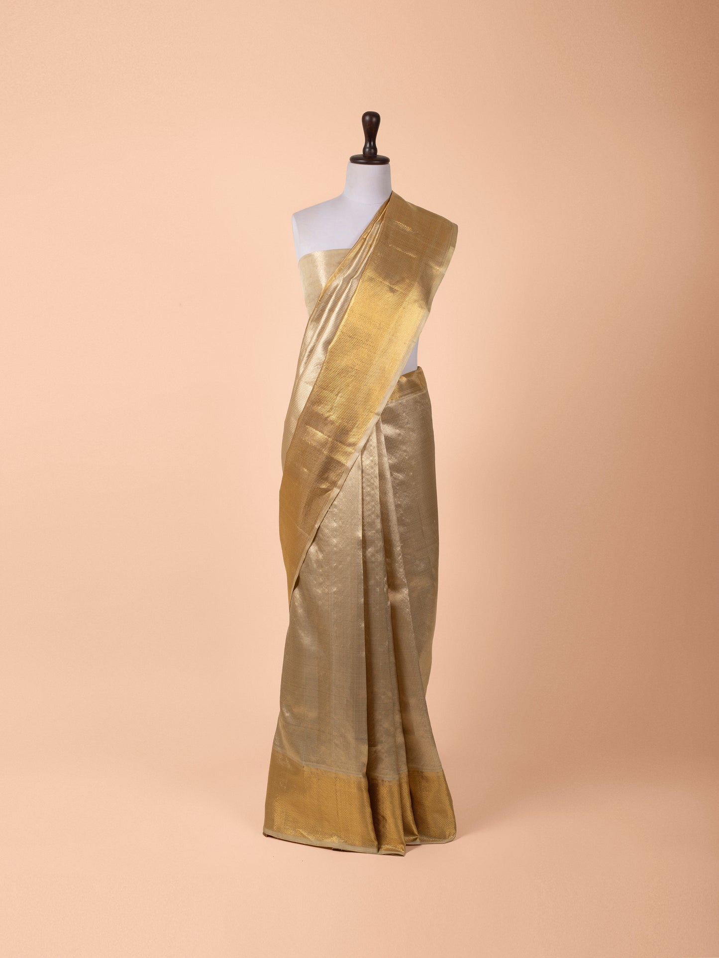 Handwoven Gold Kanjivaram Silk Saree