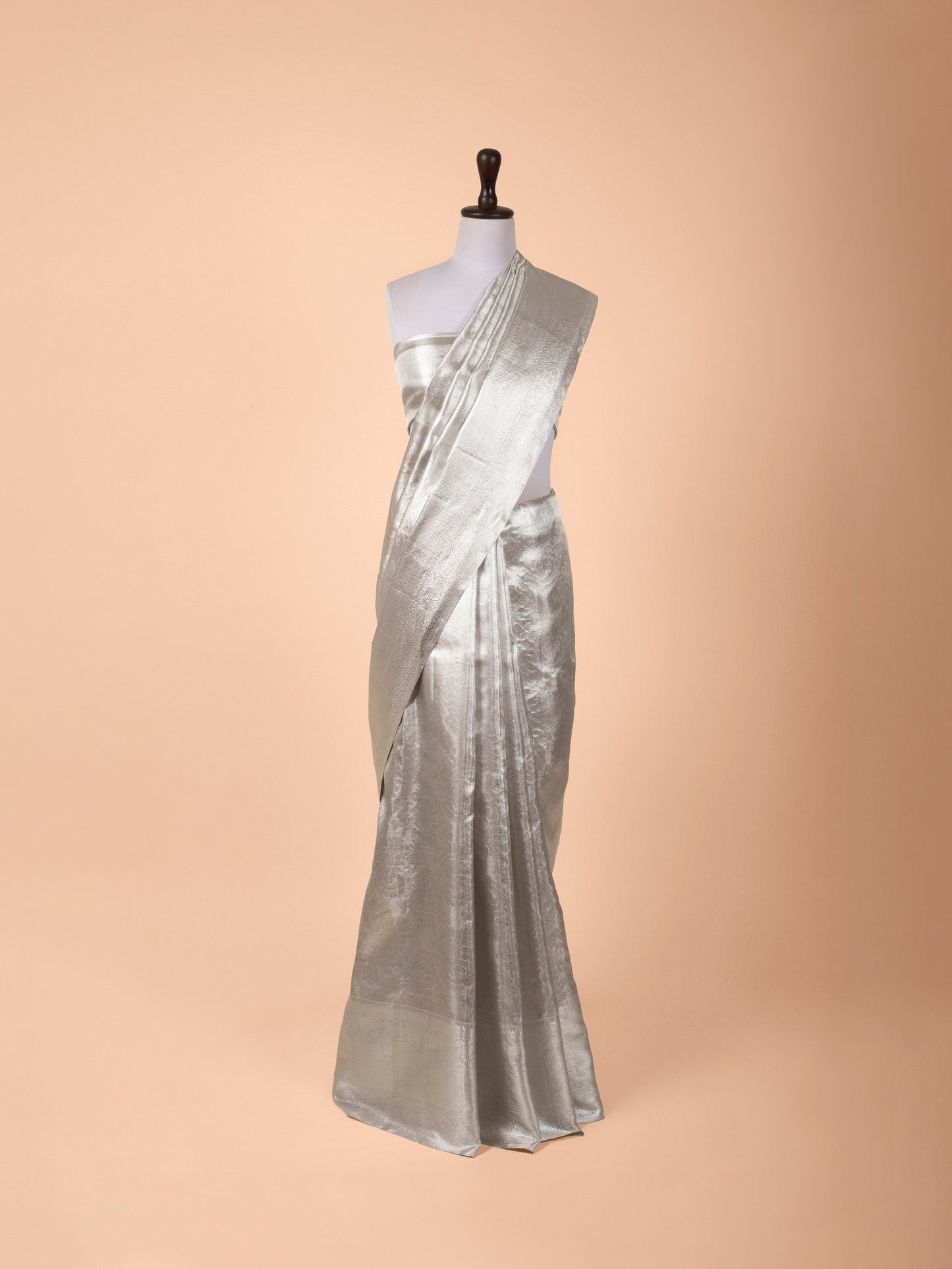 Handwoven Silver Kanjivaram Tissue Saree