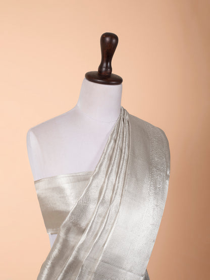 Handwoven Silver Kanjivaram Silk Saree