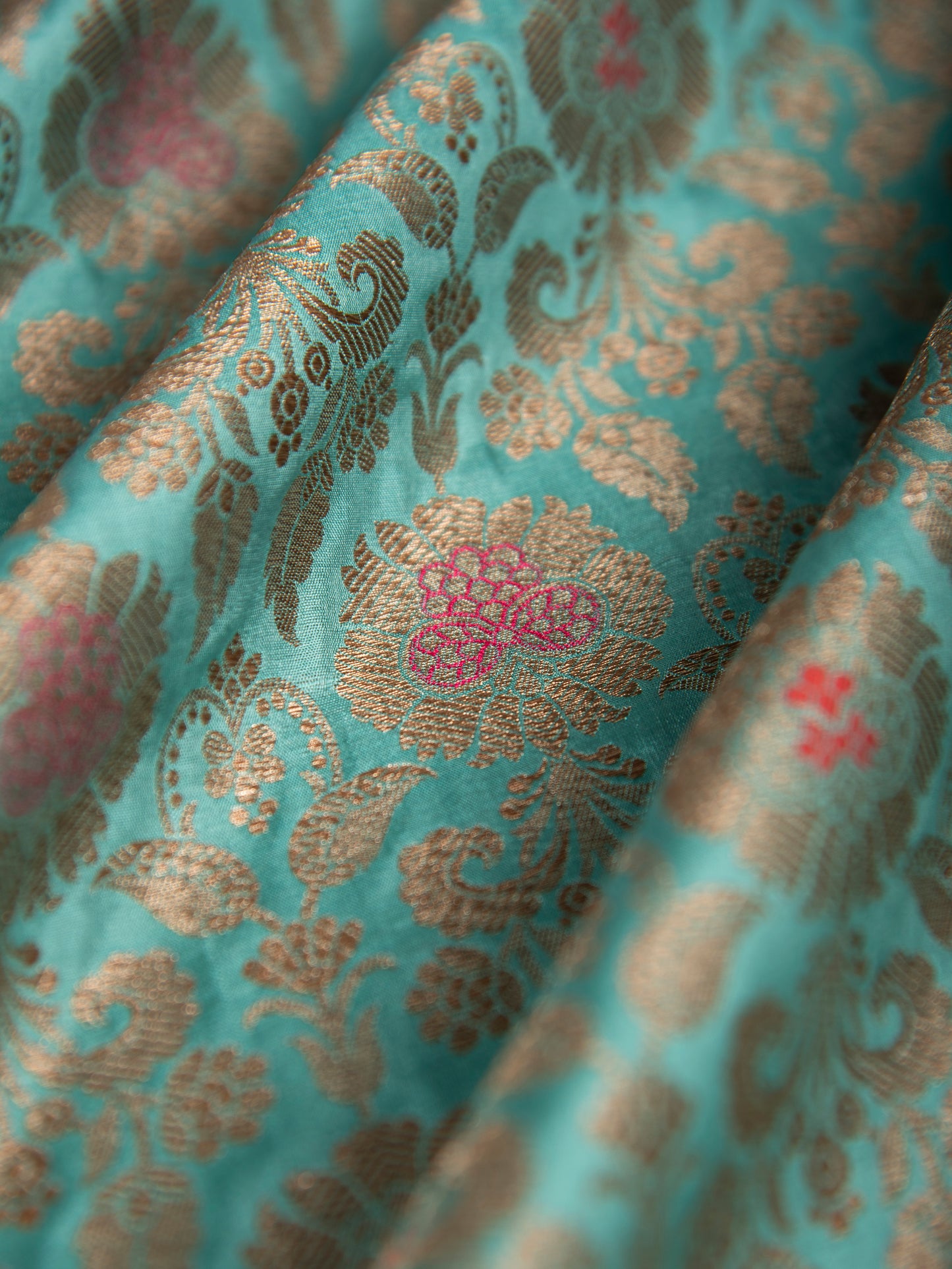 Handwoven Blue Silk Blouse Fabric