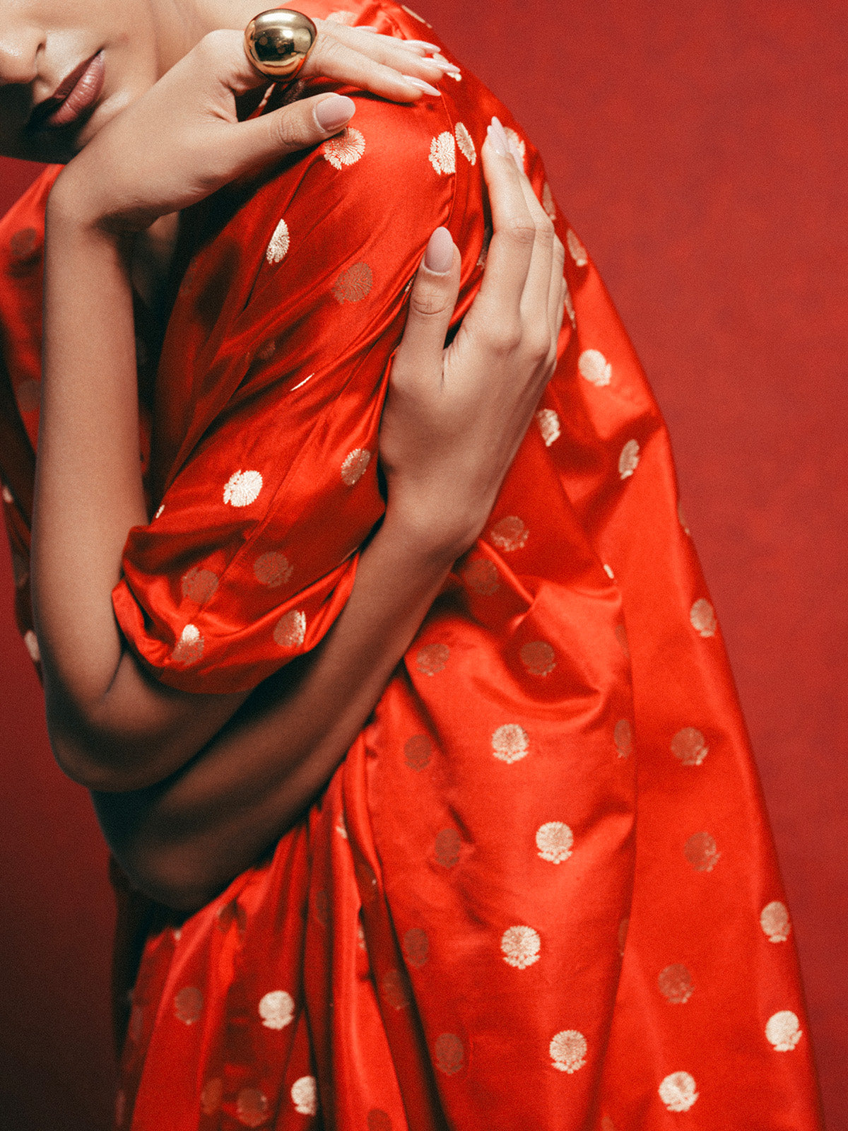 Handwoven Red Banarasi Kaftan