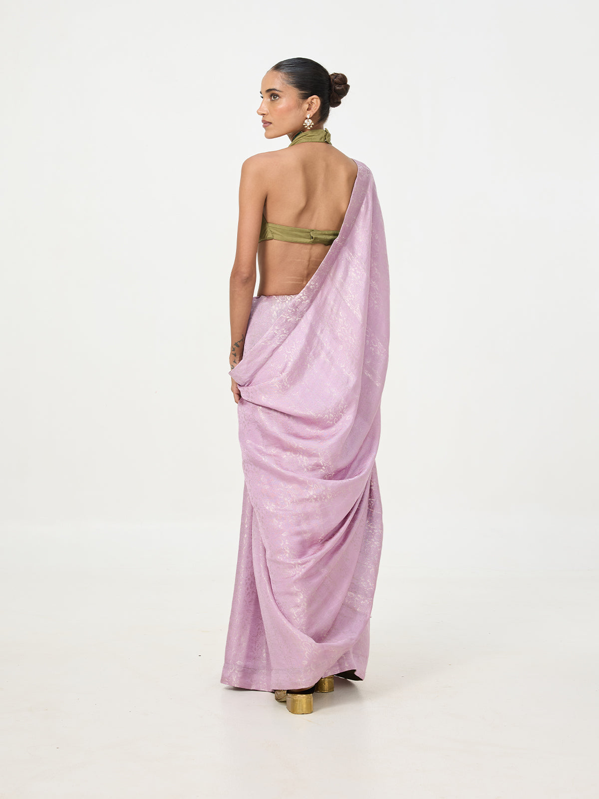 Handwoven Lavender Tissue Saree