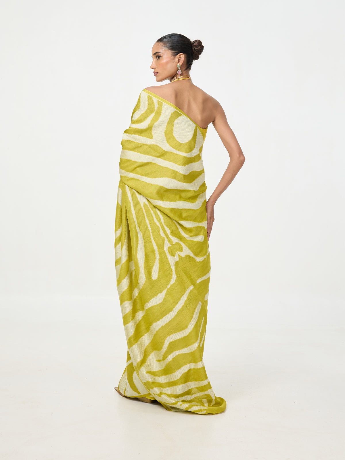 Handwoven Khaki Green Tusser Saree