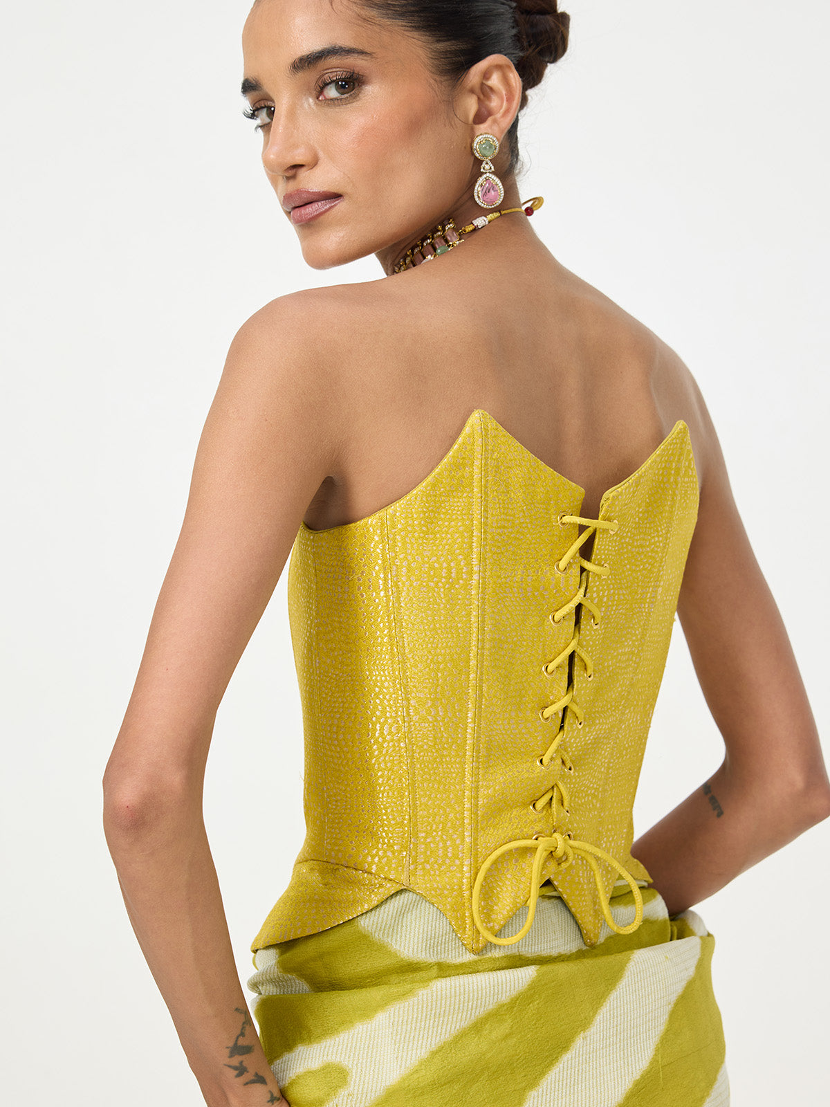 Handwoven Citron Yellow Corset