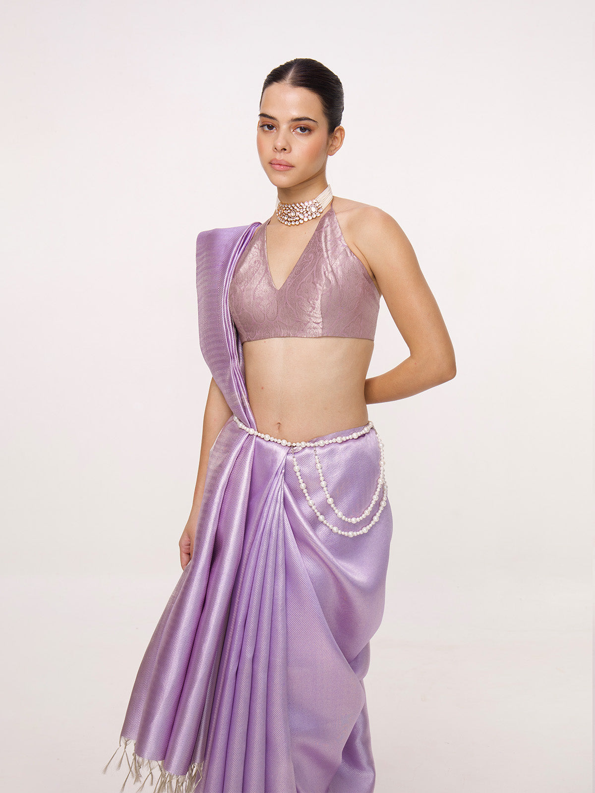 Handwoven Mauve Kanjivaram Saree