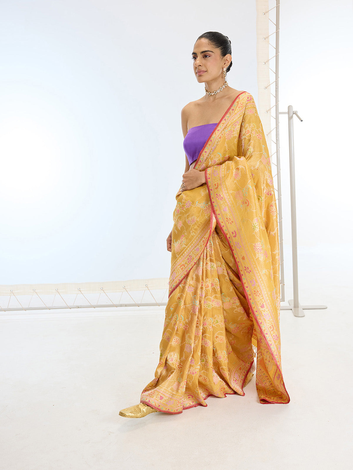 Handwoven Real Zari Mustard Silk Saree