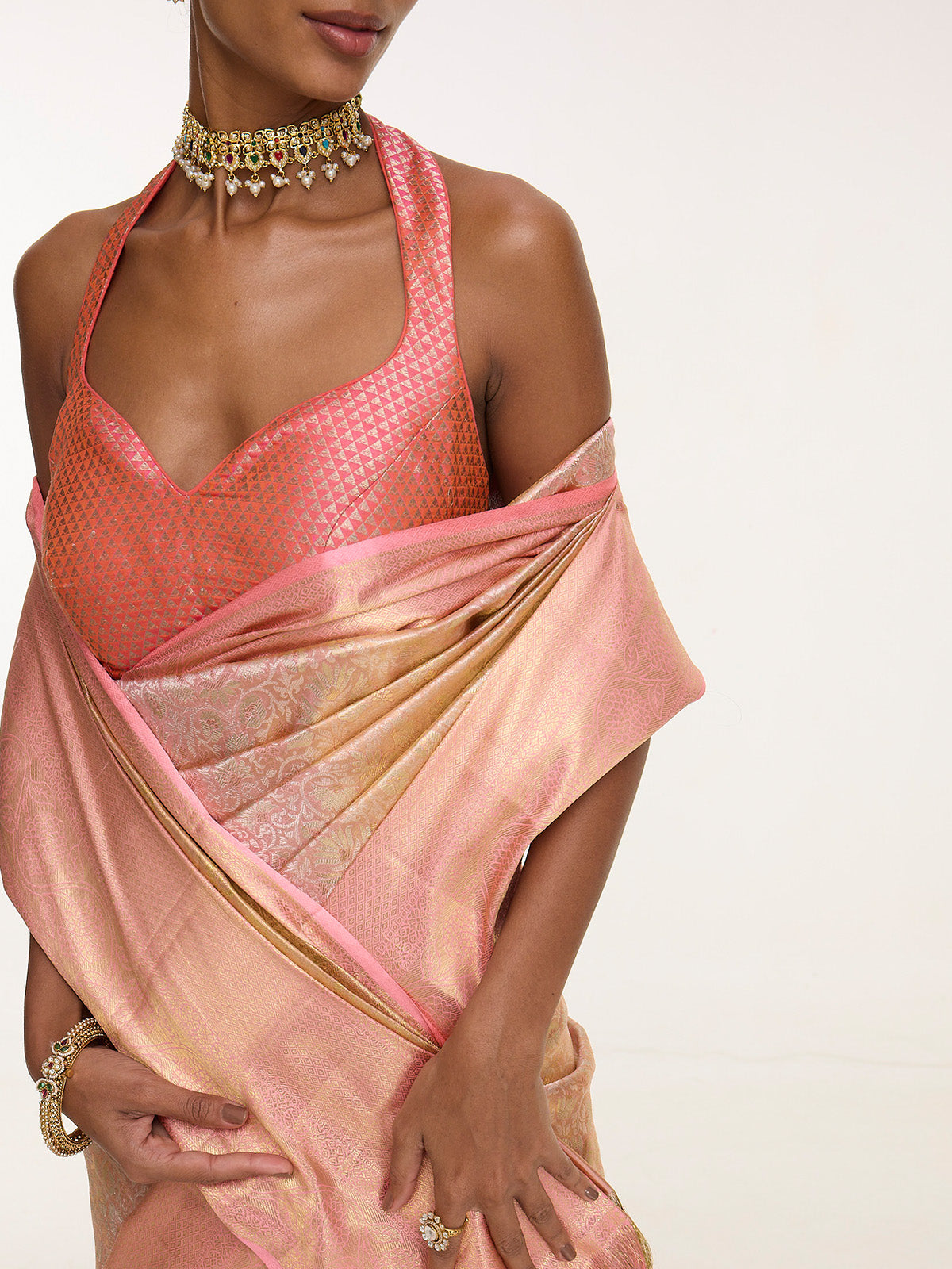 Handwoven Pink Kanjivaram Saree
