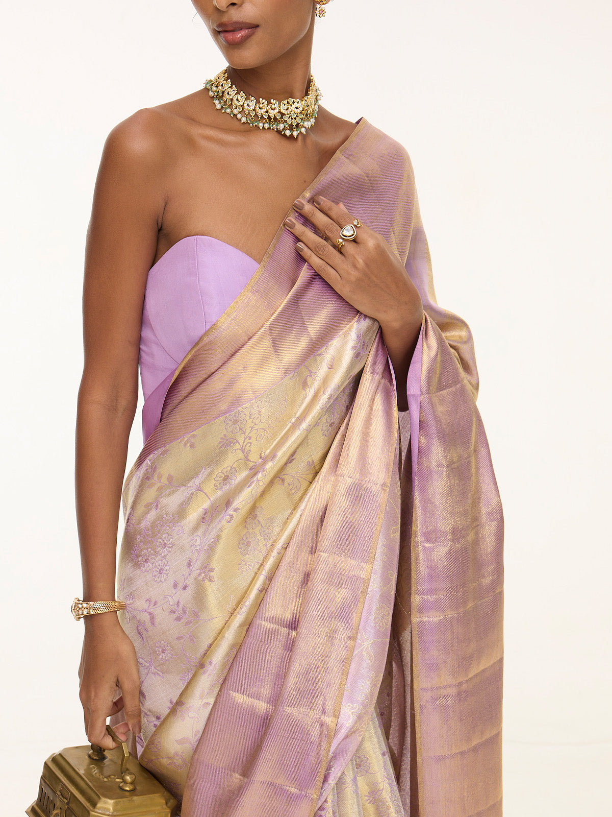 Handwoven Lavendar Kanjivaram Saree
