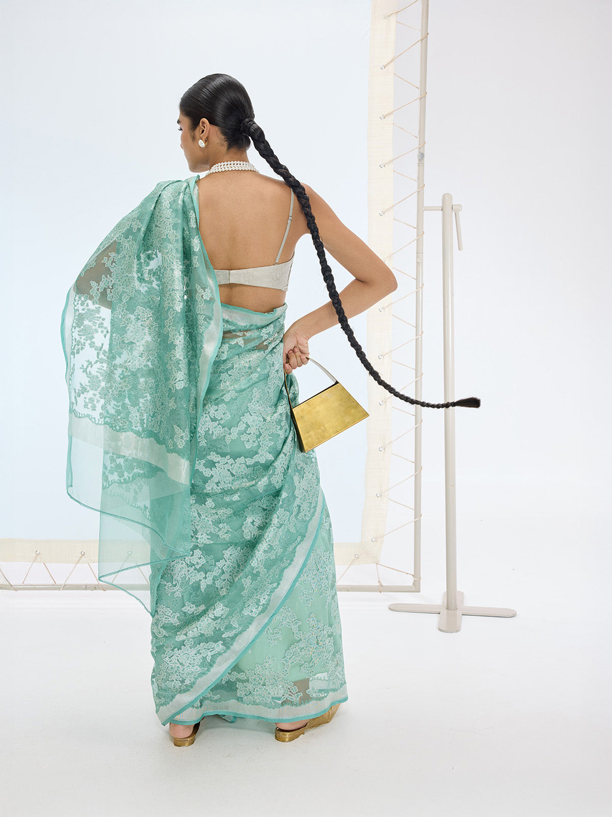 The Sasha Saree In Turquoise Blue