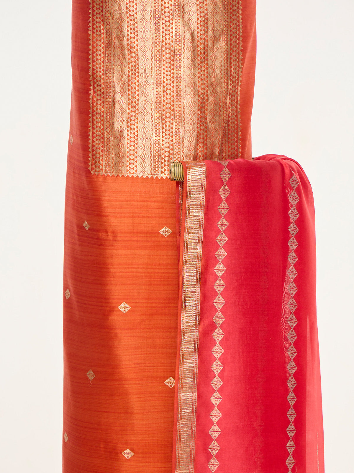 Handwoven Tangerine Banarasi Suit Set