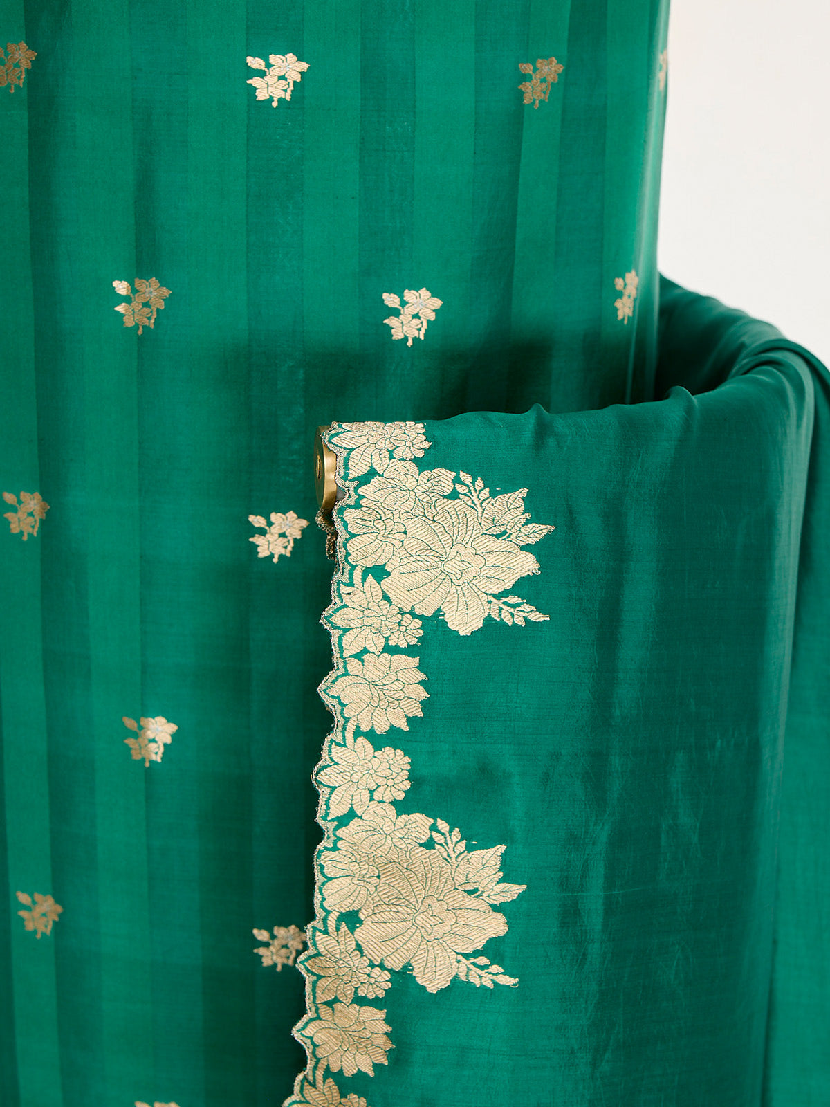Handwoven Emerald Green Banarasi Suit Set
