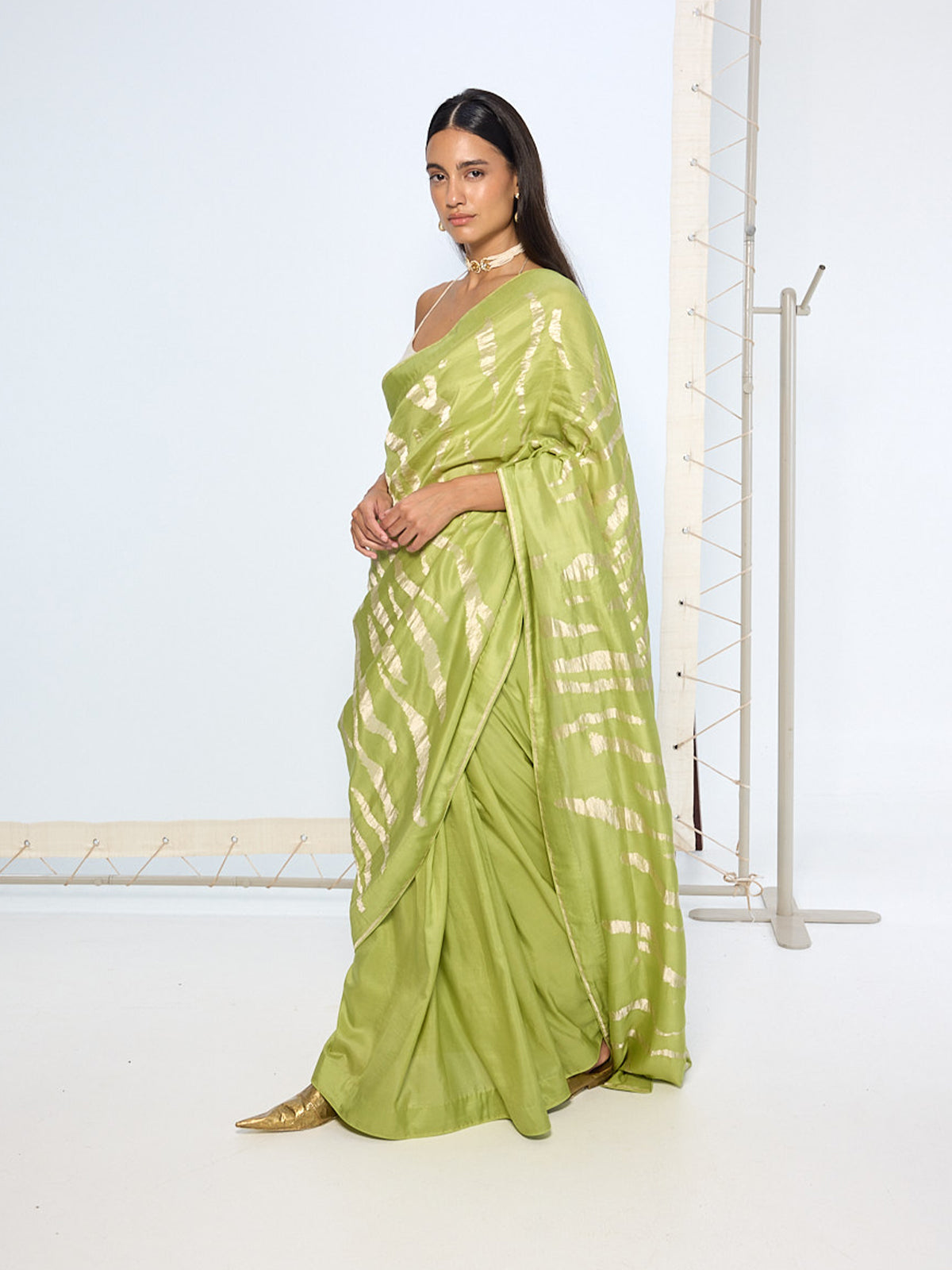 Handwoven Sage Green Silk Saree