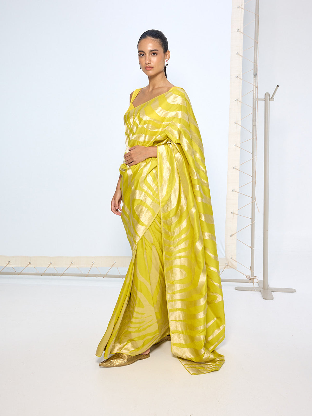 Handwoven Citrine Yellow Silk Saree
