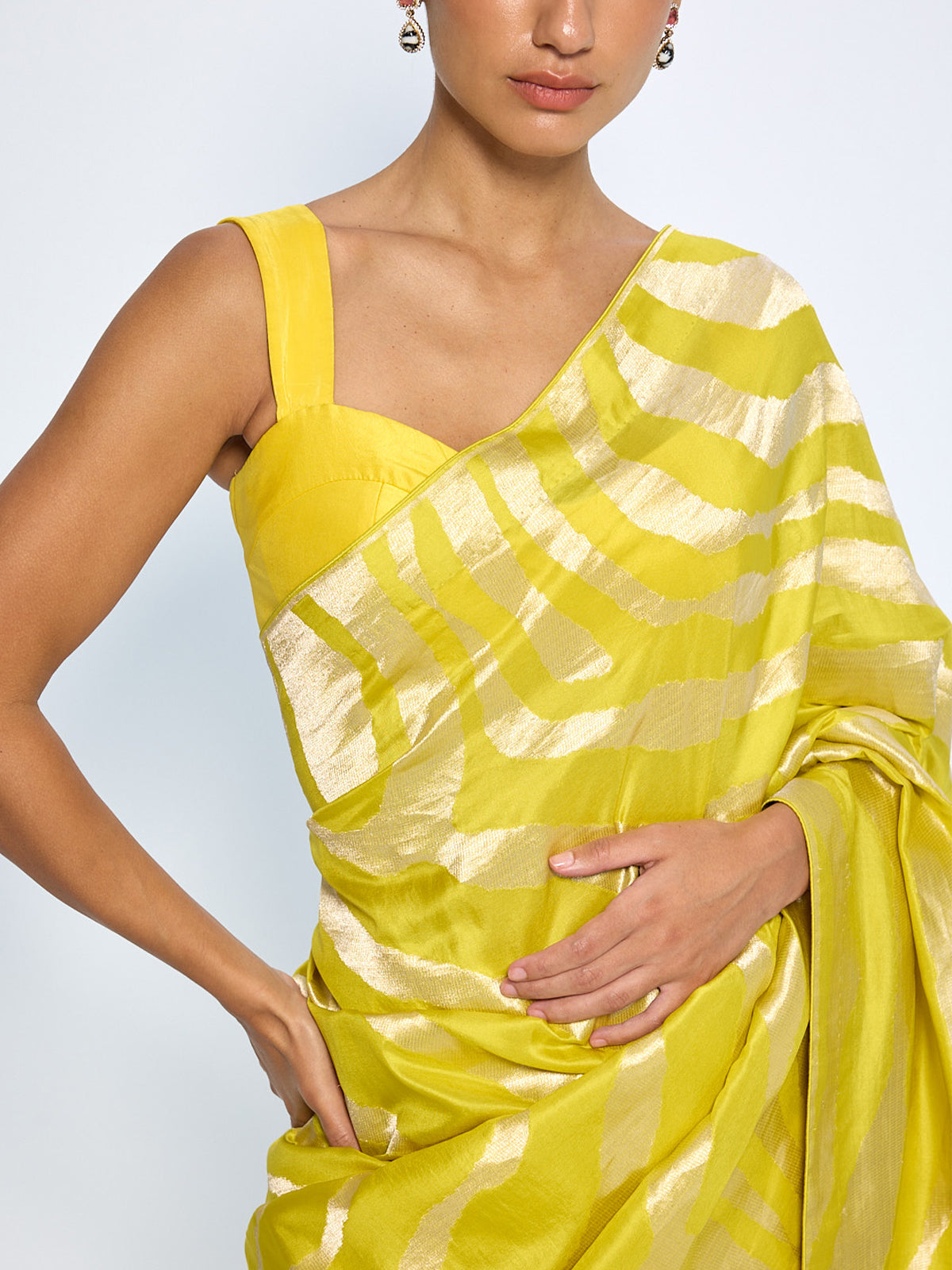 Handwoven Citrine Yellow Silk Saree