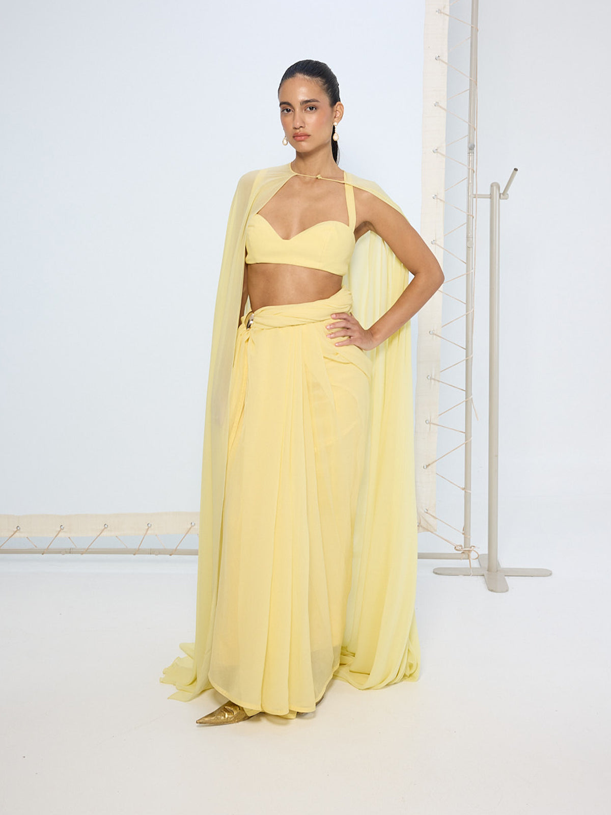 Handwoven Yellow Chiffon Cape