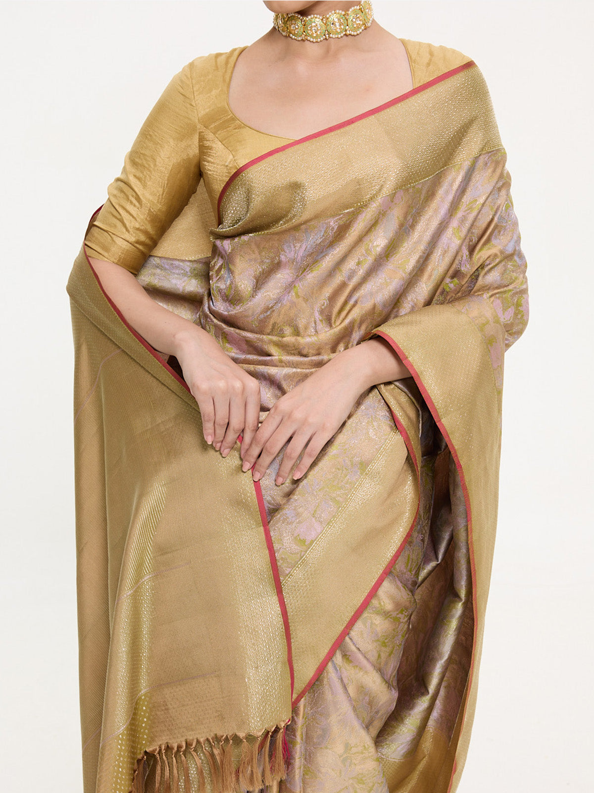 Handwoven Antique Gold Silk Kanjivaram Saree