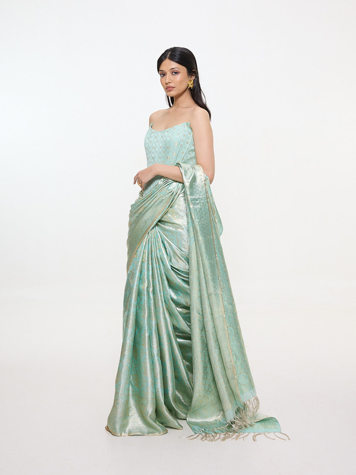 Handwoven Green Tissue Kanjivaram Saree