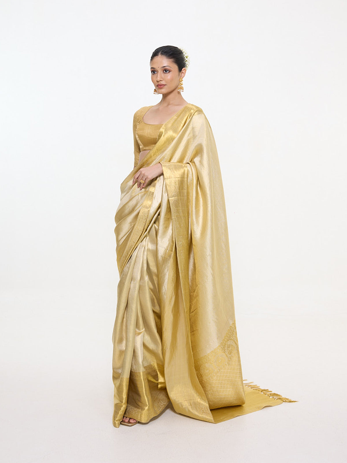 Handwoven Gold Tissue Kanjivaram Saree