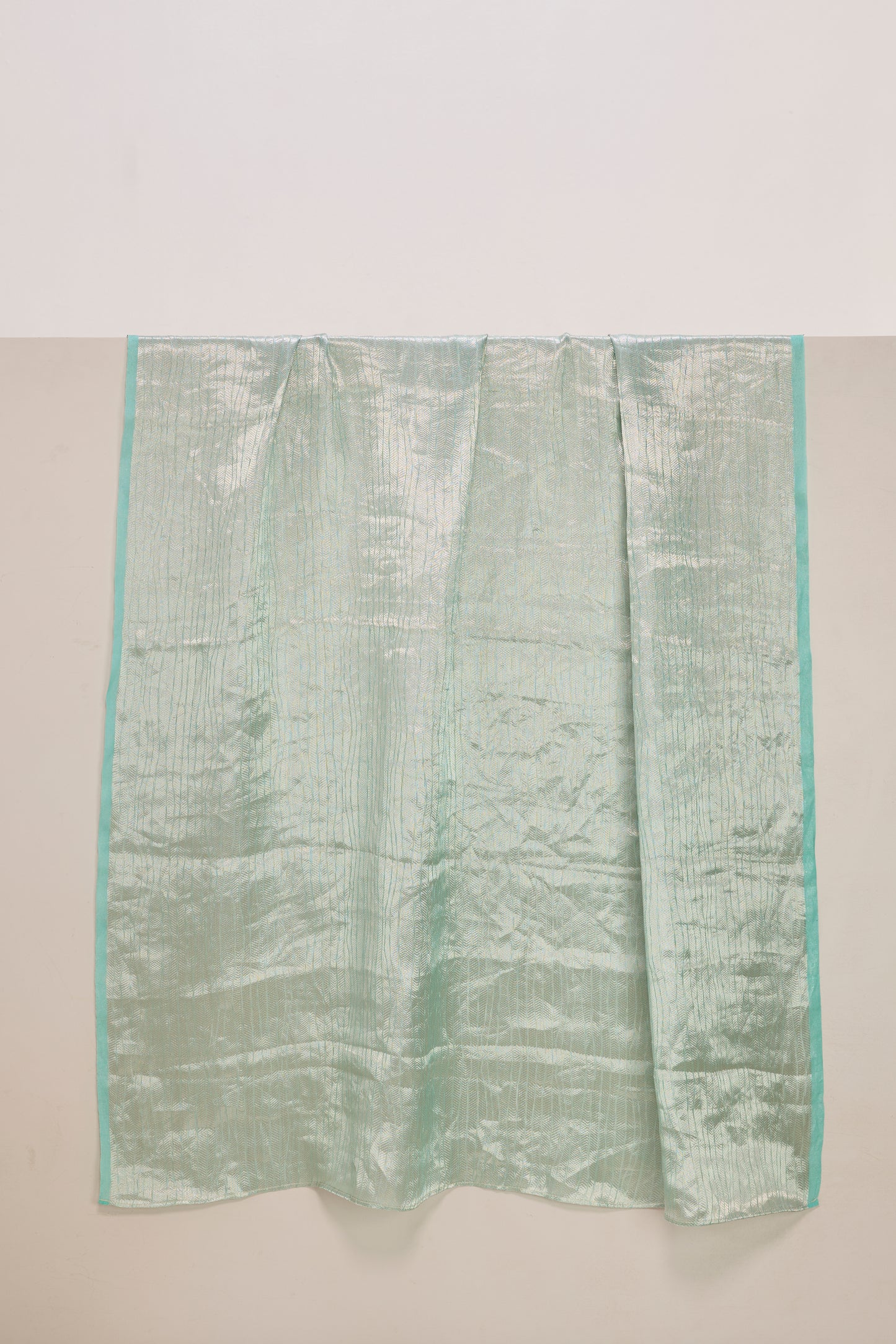 Handwoven Sea Green Banarasi Tissue Fabric