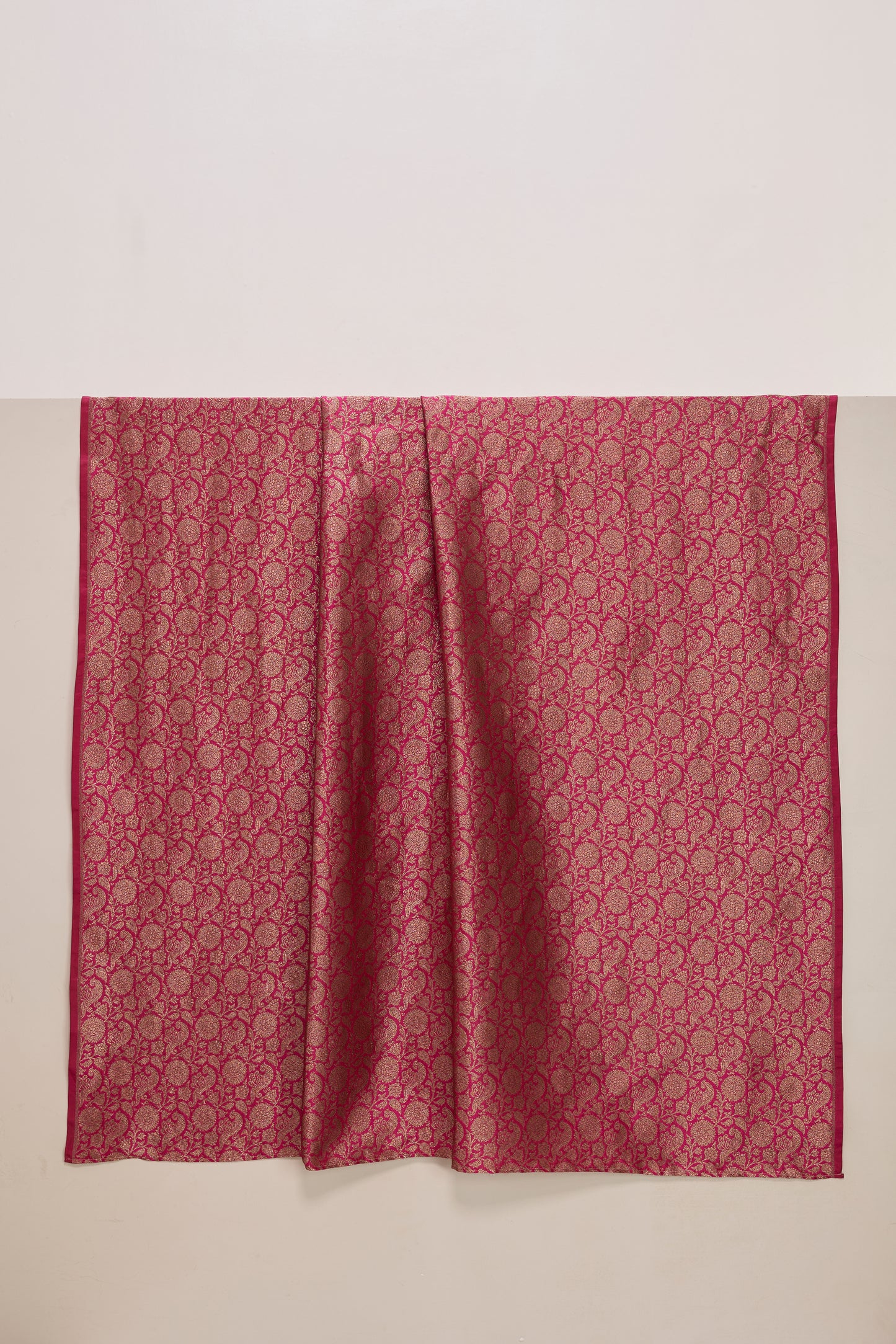 Handwoven Ruby Red Banarasi Silk Fabric