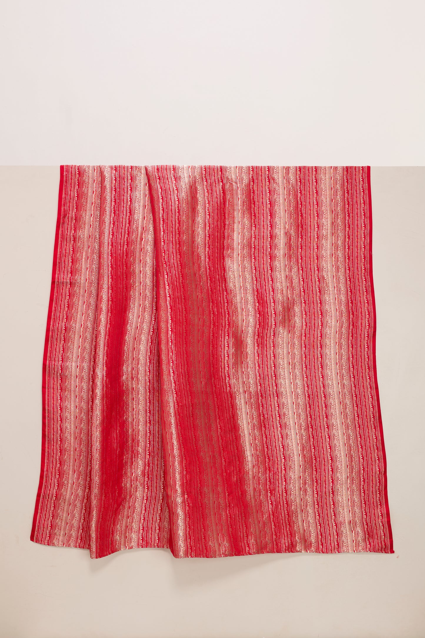 Handwoven Red Banarasi Satin Fabric