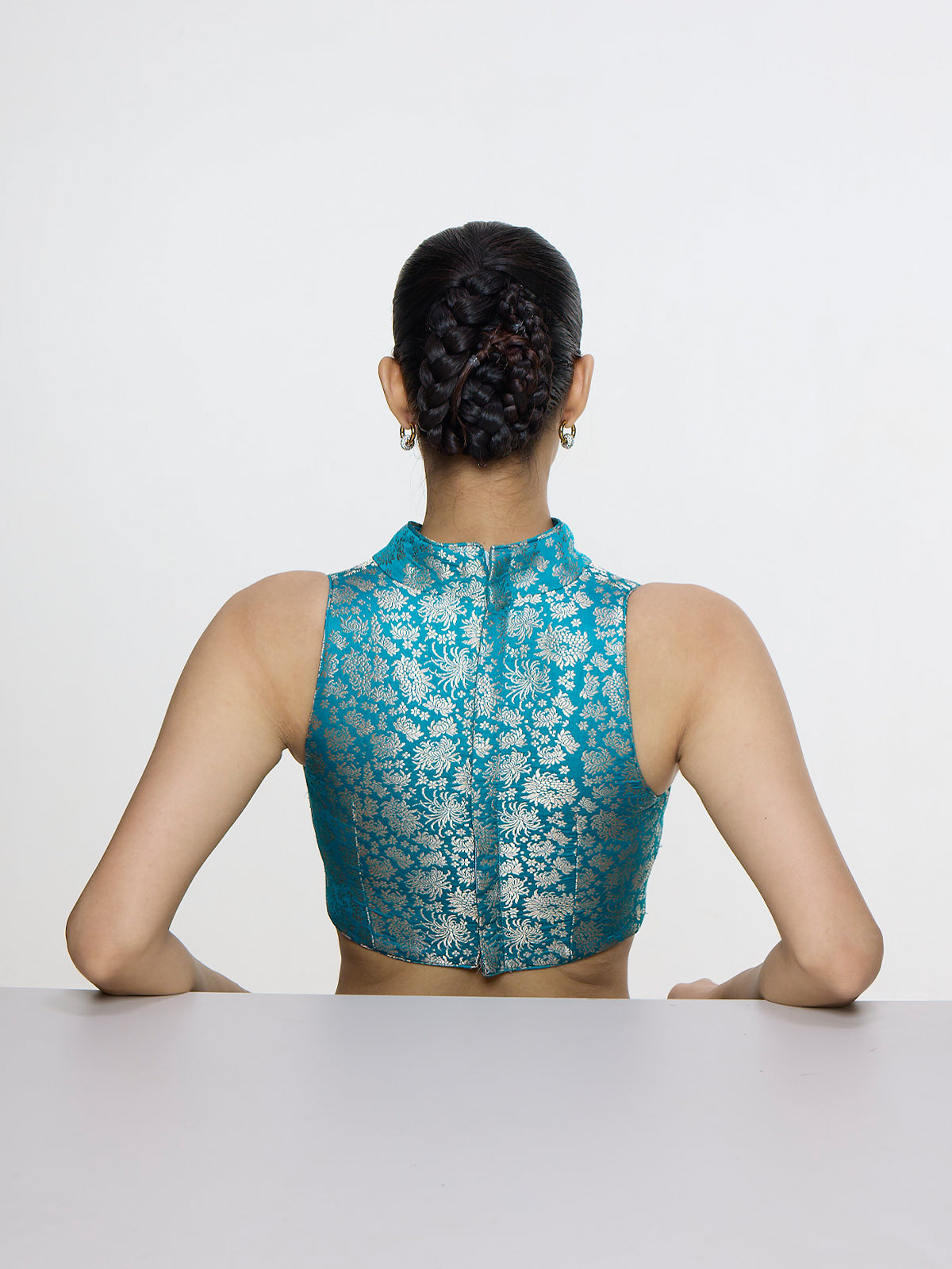 Handwoven Coral Blue Blouse