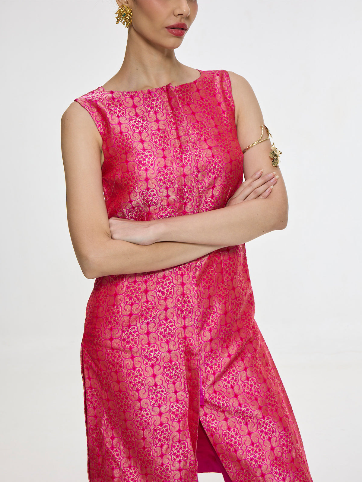 Handwoven Hot Pink Waistcoat Set