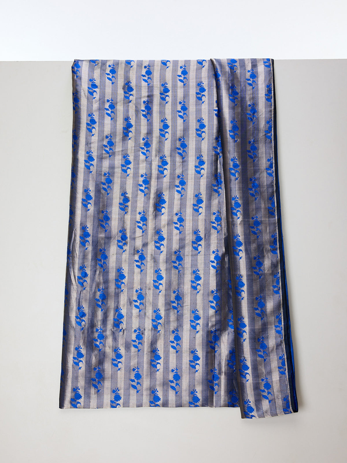 Handwoven Royal Blue Tanchoi Banarasi Fabric