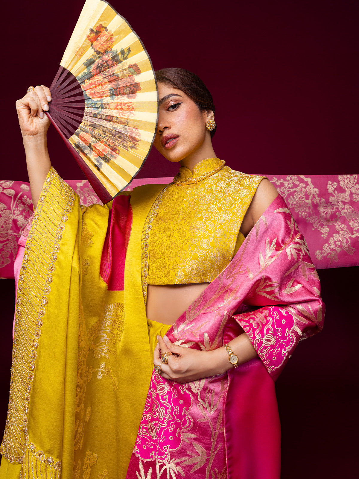 Handwoven Yellow Mashroo Silk Saree With Embroidered Border