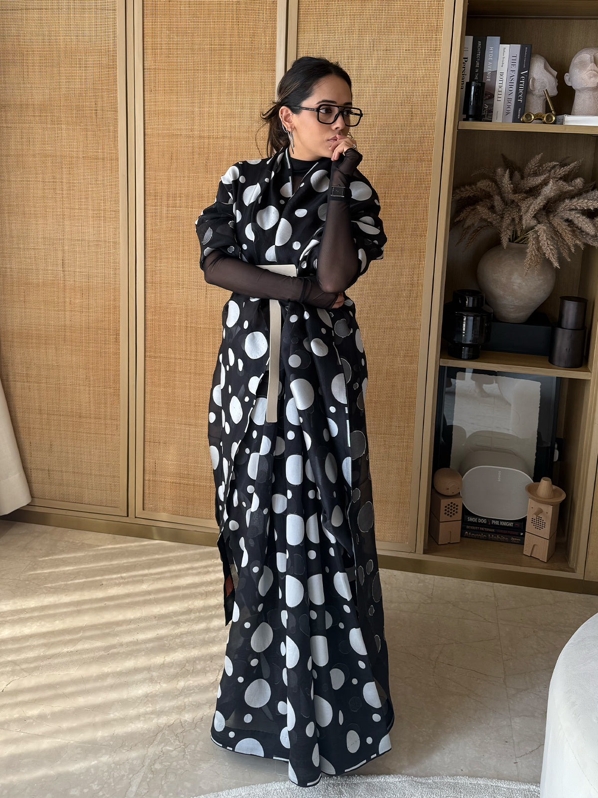 Black Confetti Saree