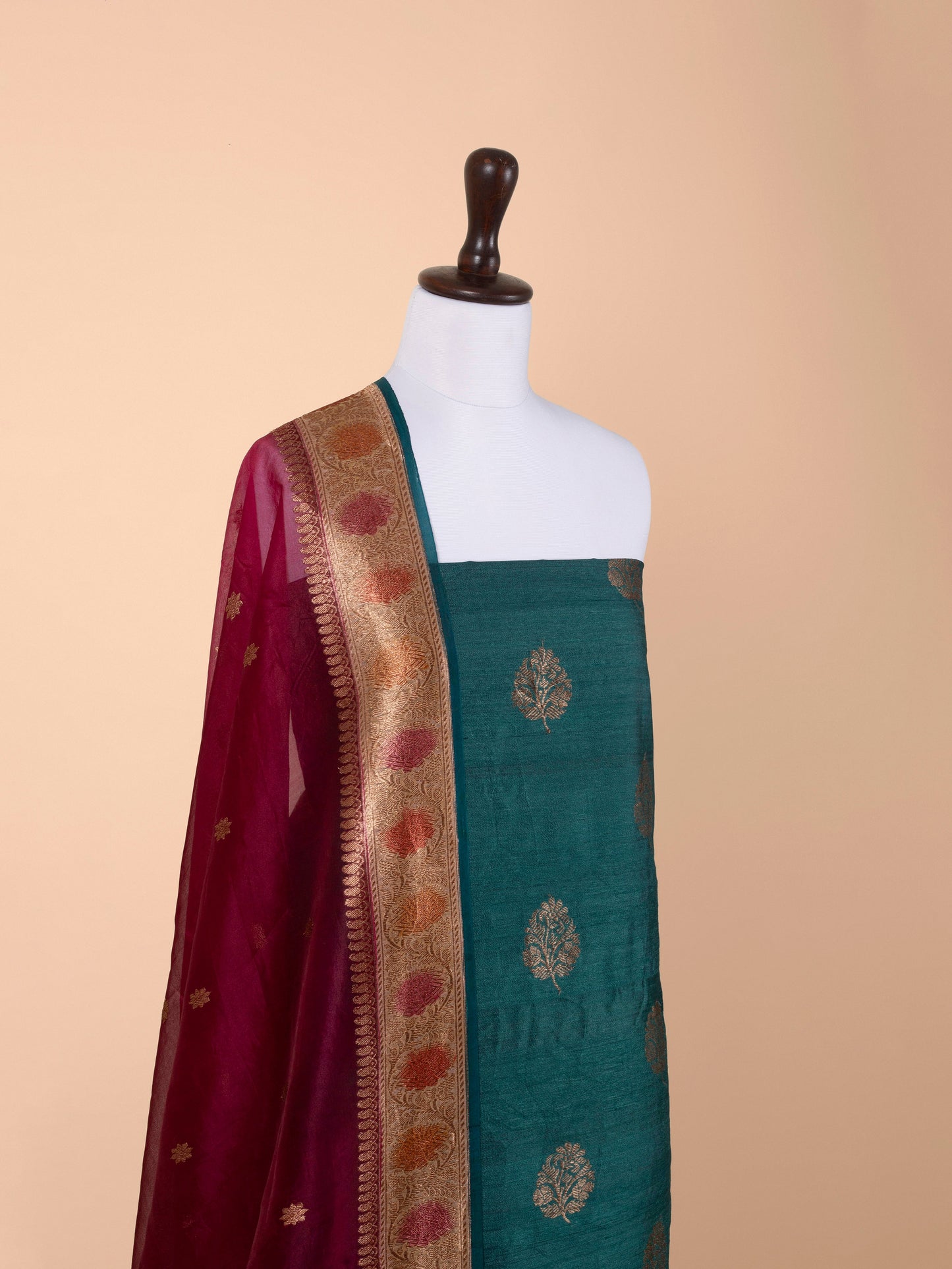 Handwoven Green Tussar Suit Piece