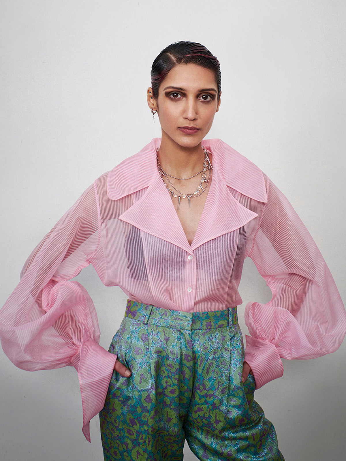 Blush Pink Organza Shirt