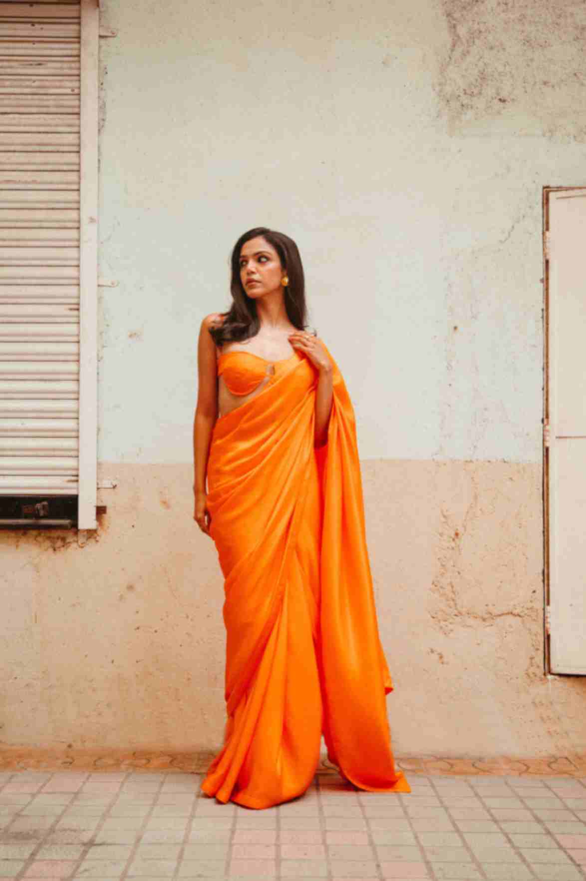 Handwoven Tangerine Orange Silk Saree