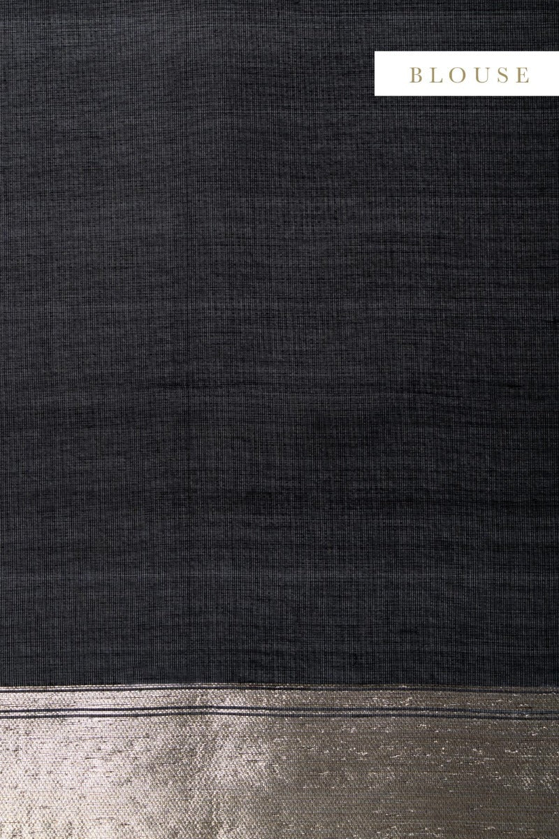 Handwoven Black Organza Sari With Butterfly Motifs