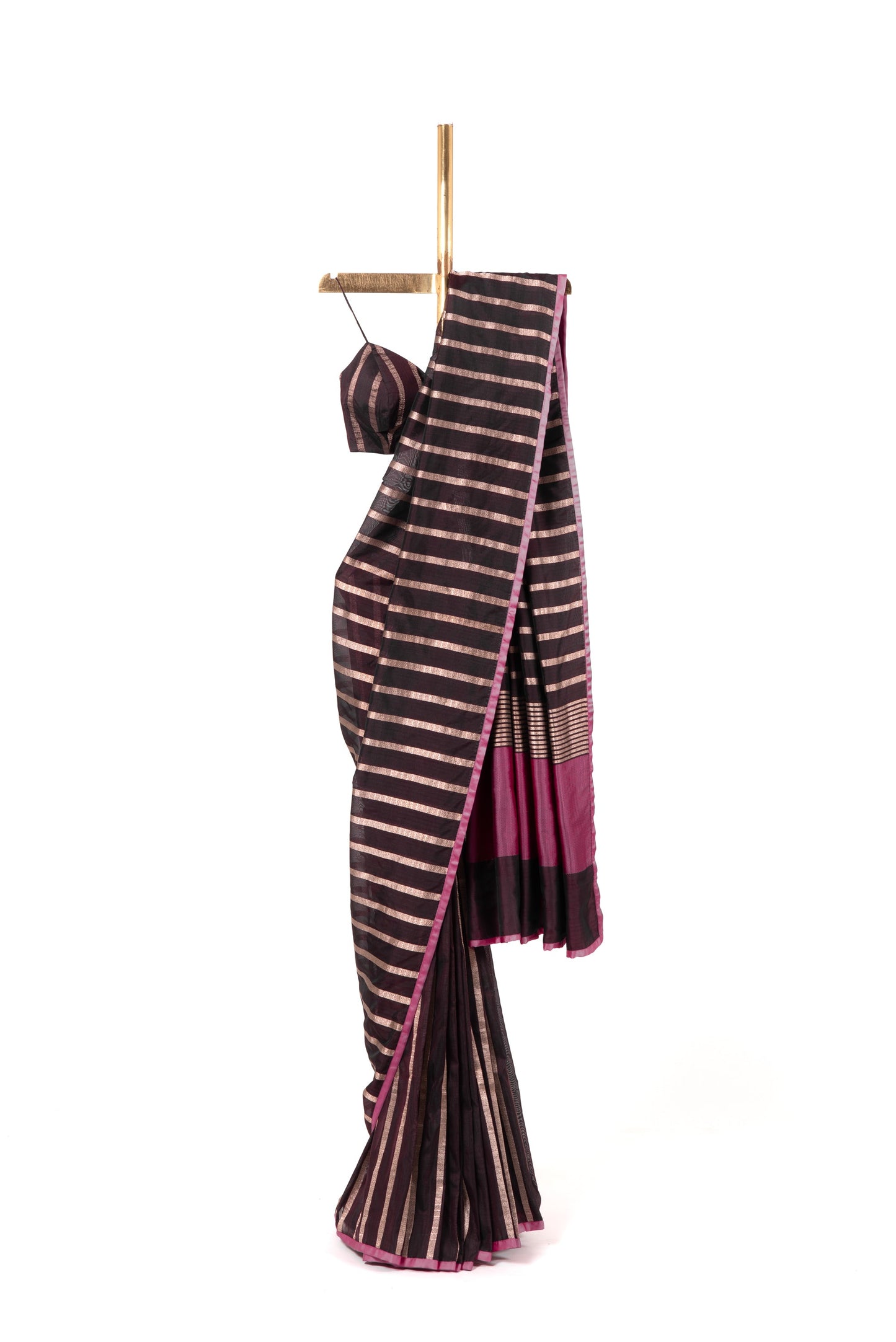 Grape Wine Full Striped Saree