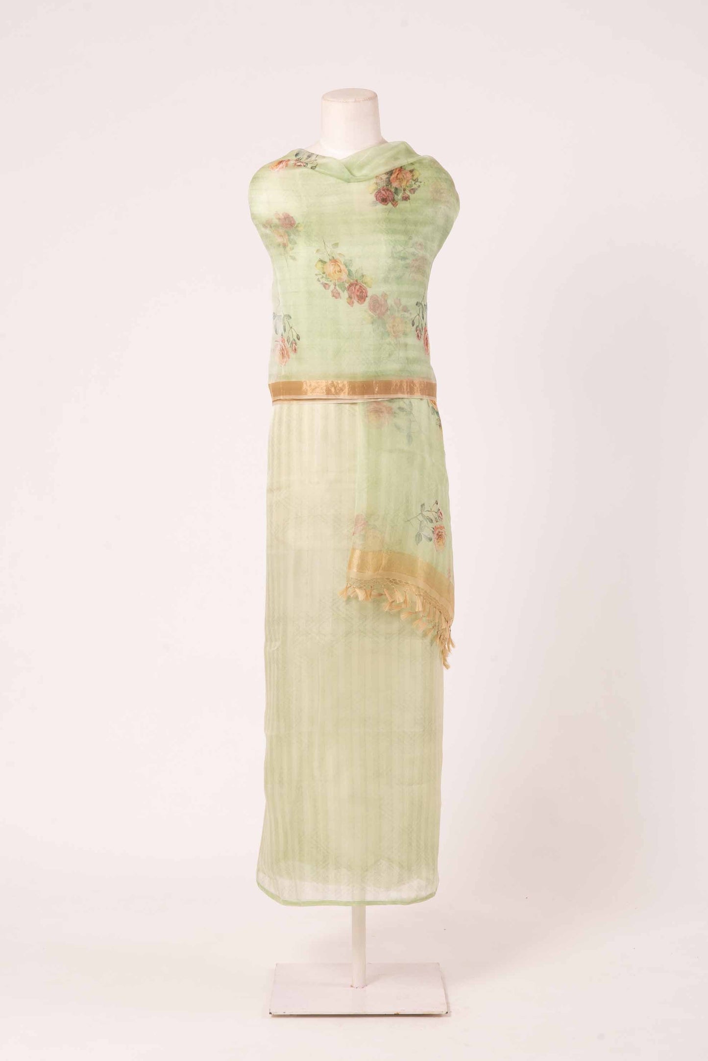 Handwoven Mint Green Chanderi Suit