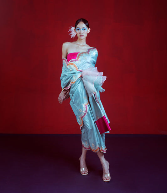 Handwoven Blue Silk Sari