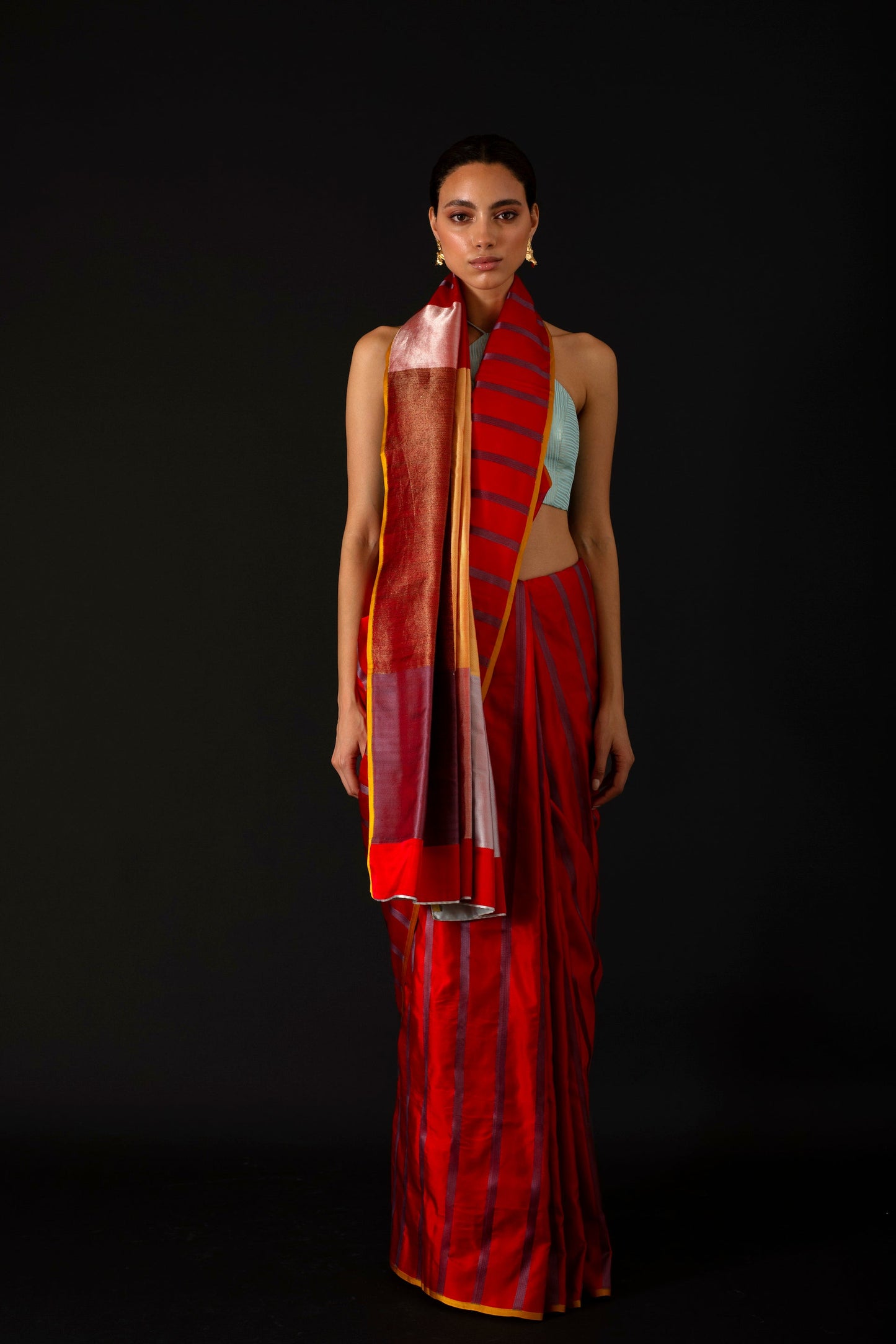 Red Maple Colorblock Saree