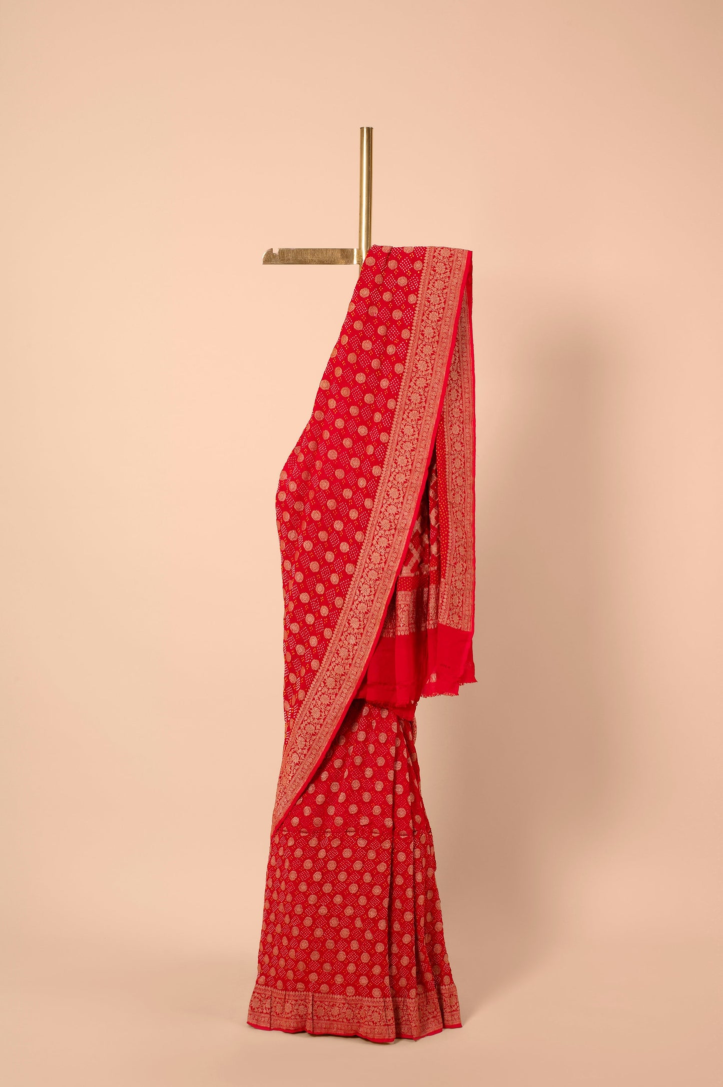 Handwoven Red Bandhani Georgette Saree