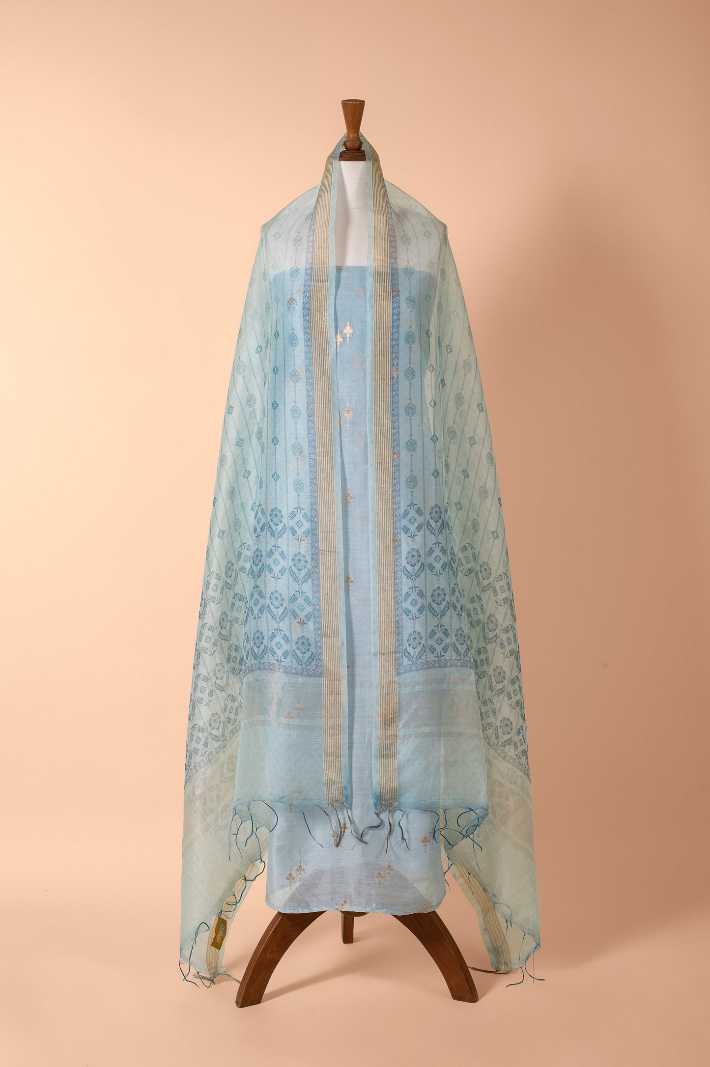 Handwoven Green Chanderi Suit Piece