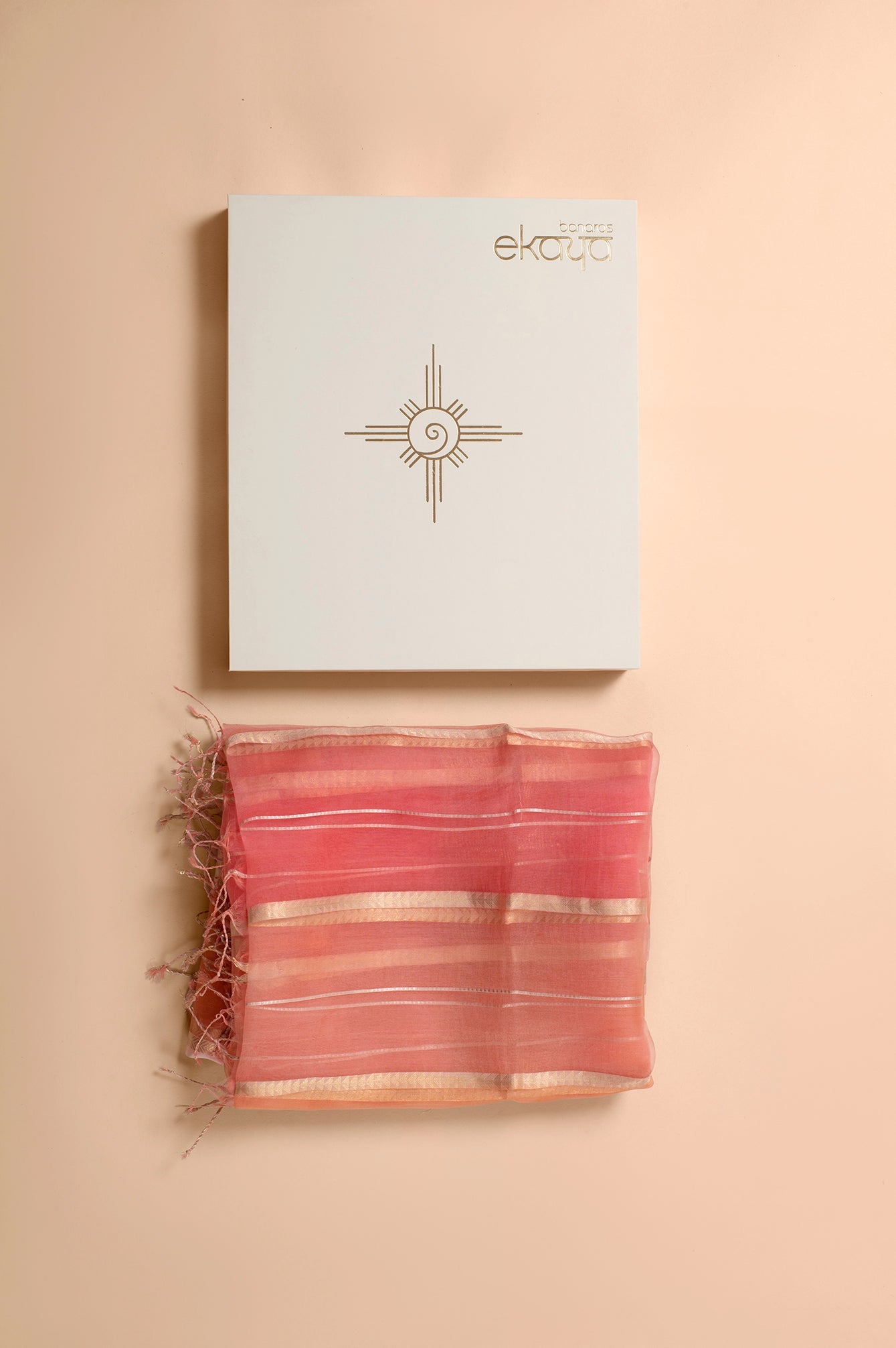 Handwoven Peach Dupatta Gift Set