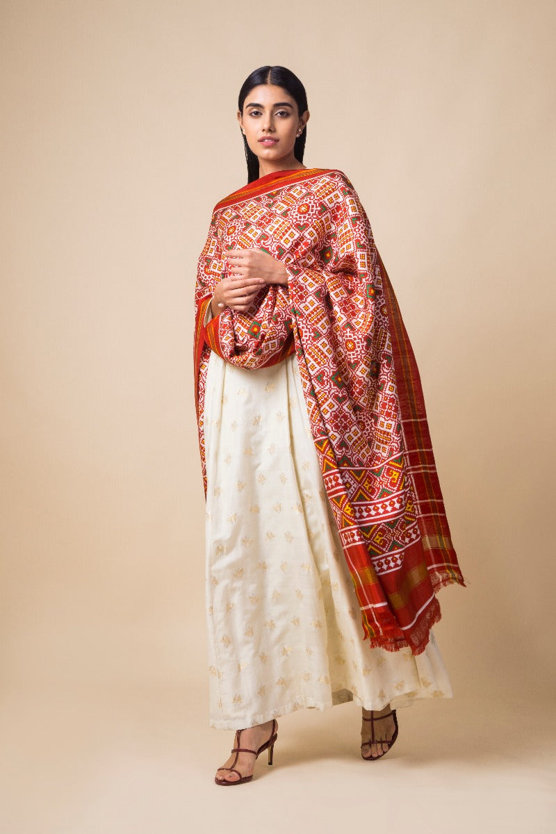 Handwoven Red Patola Dupatta