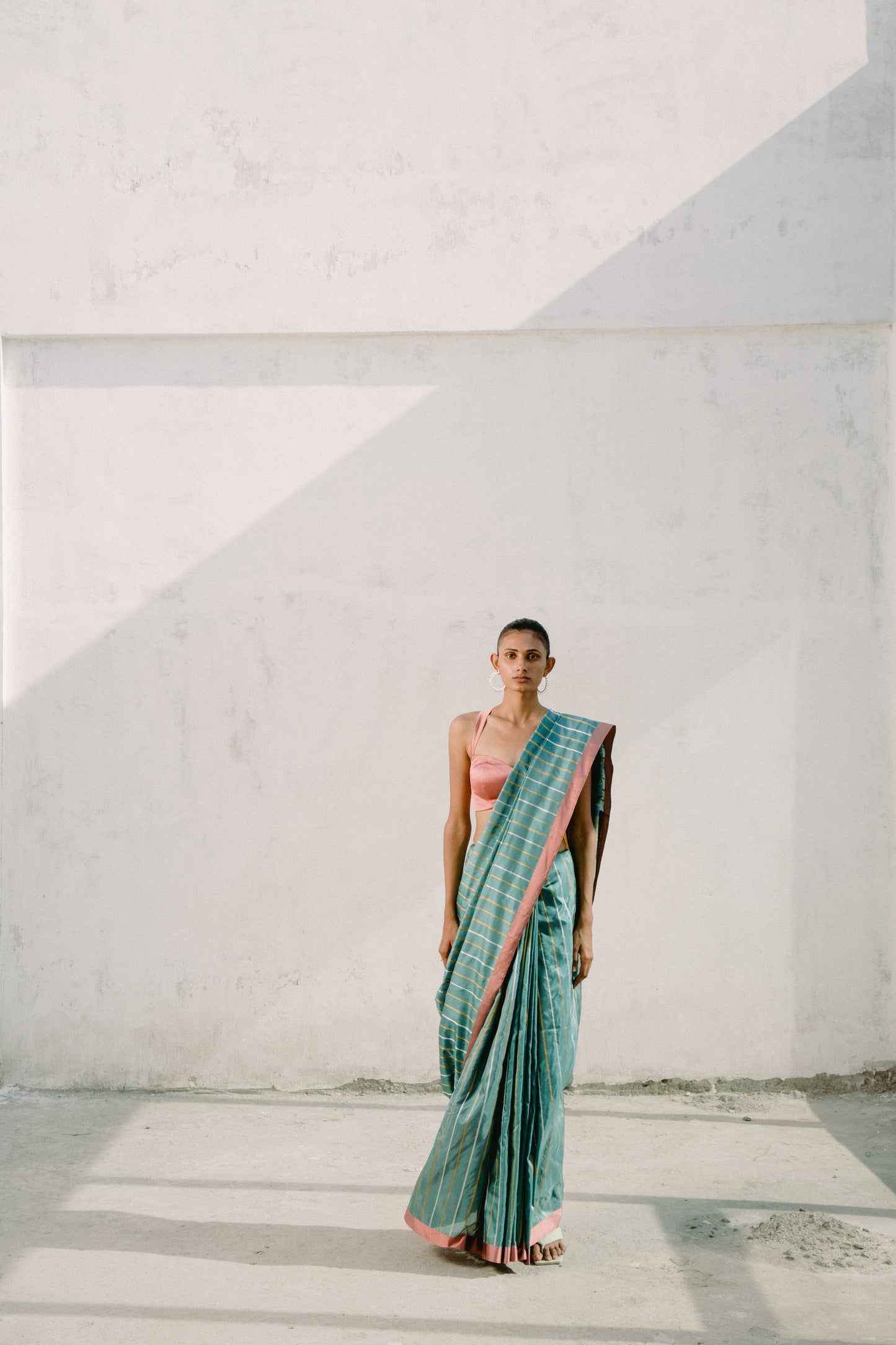 Fresh Green Striped Saree