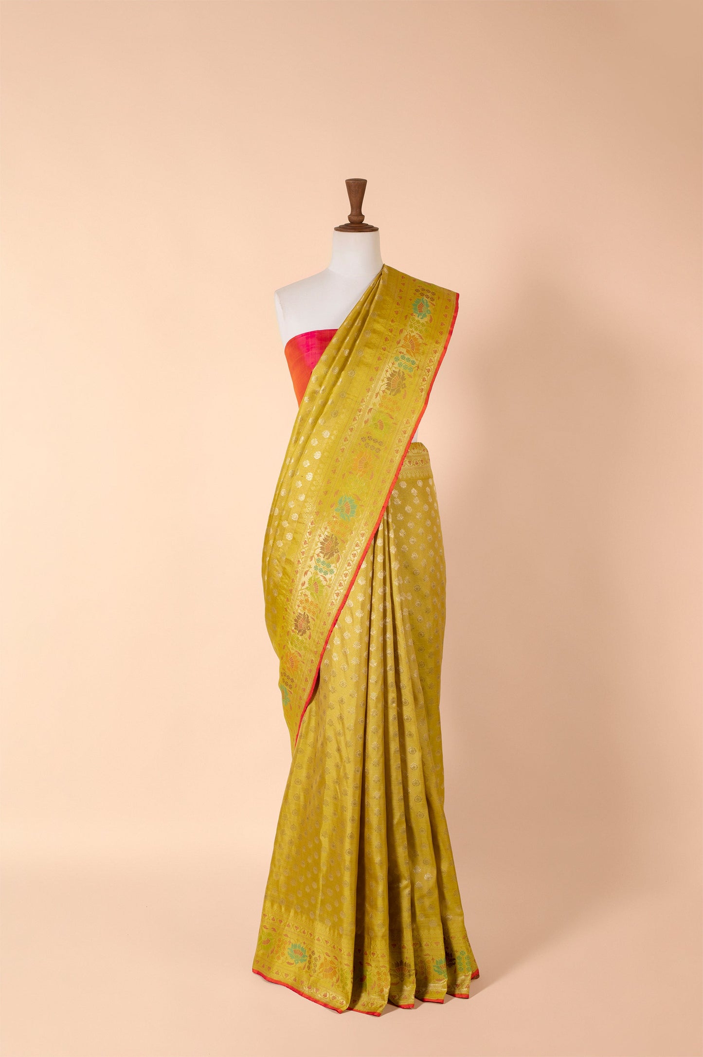 Handwoven Mustard Kanjivaram Silk Sari