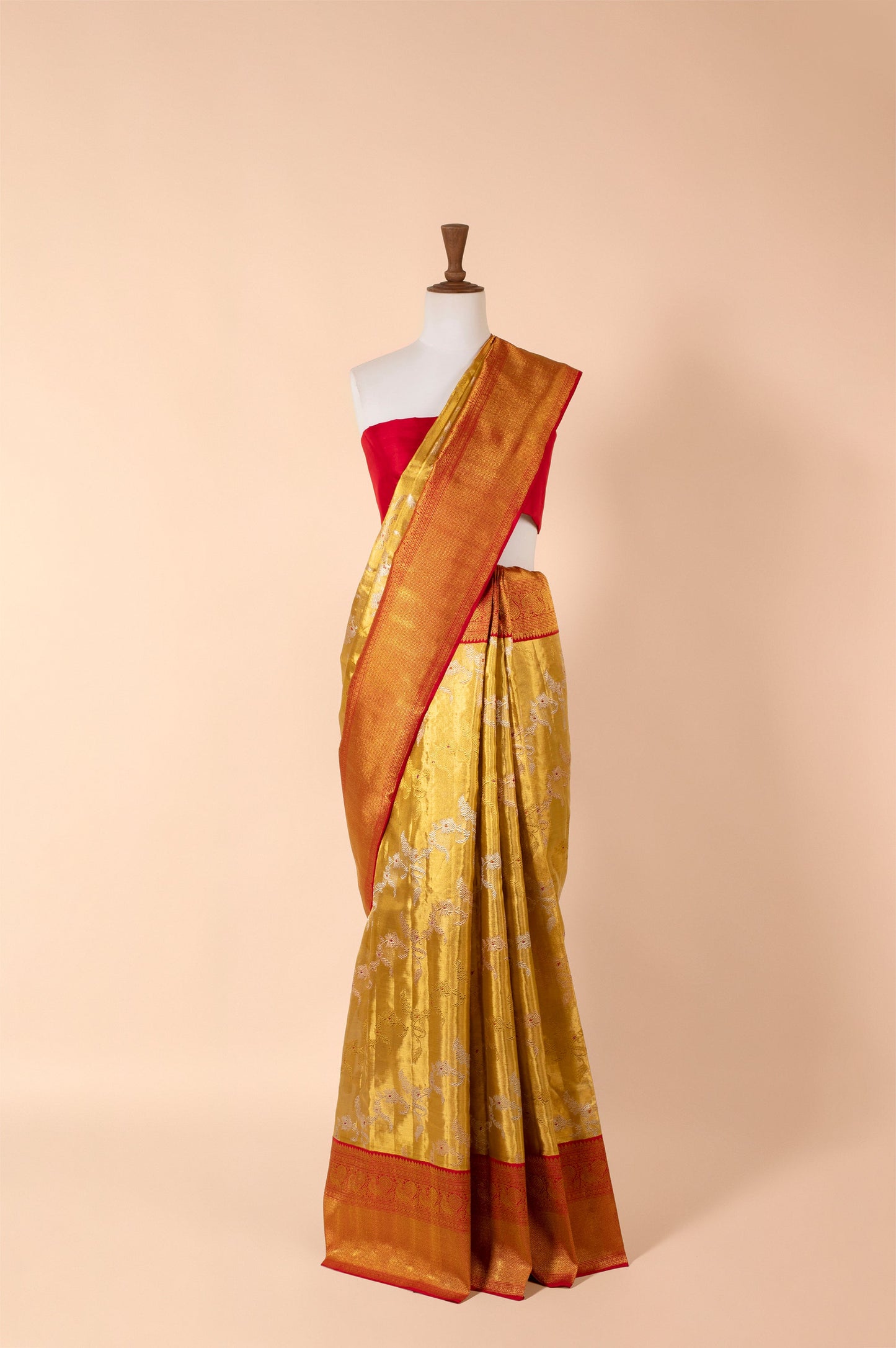 Handwoven Gold Real Zari Kanjivaram Tissue Sari