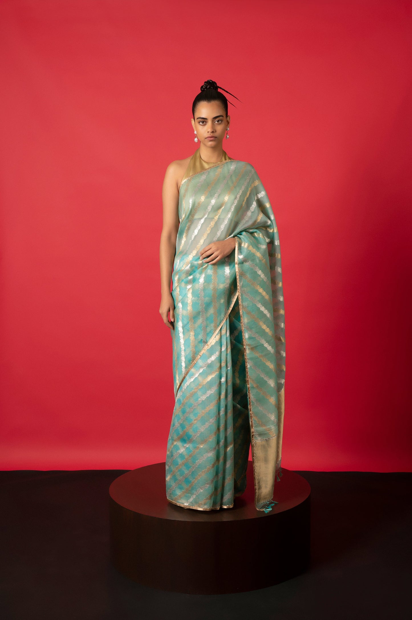 Handwoven Blue Organza Saree