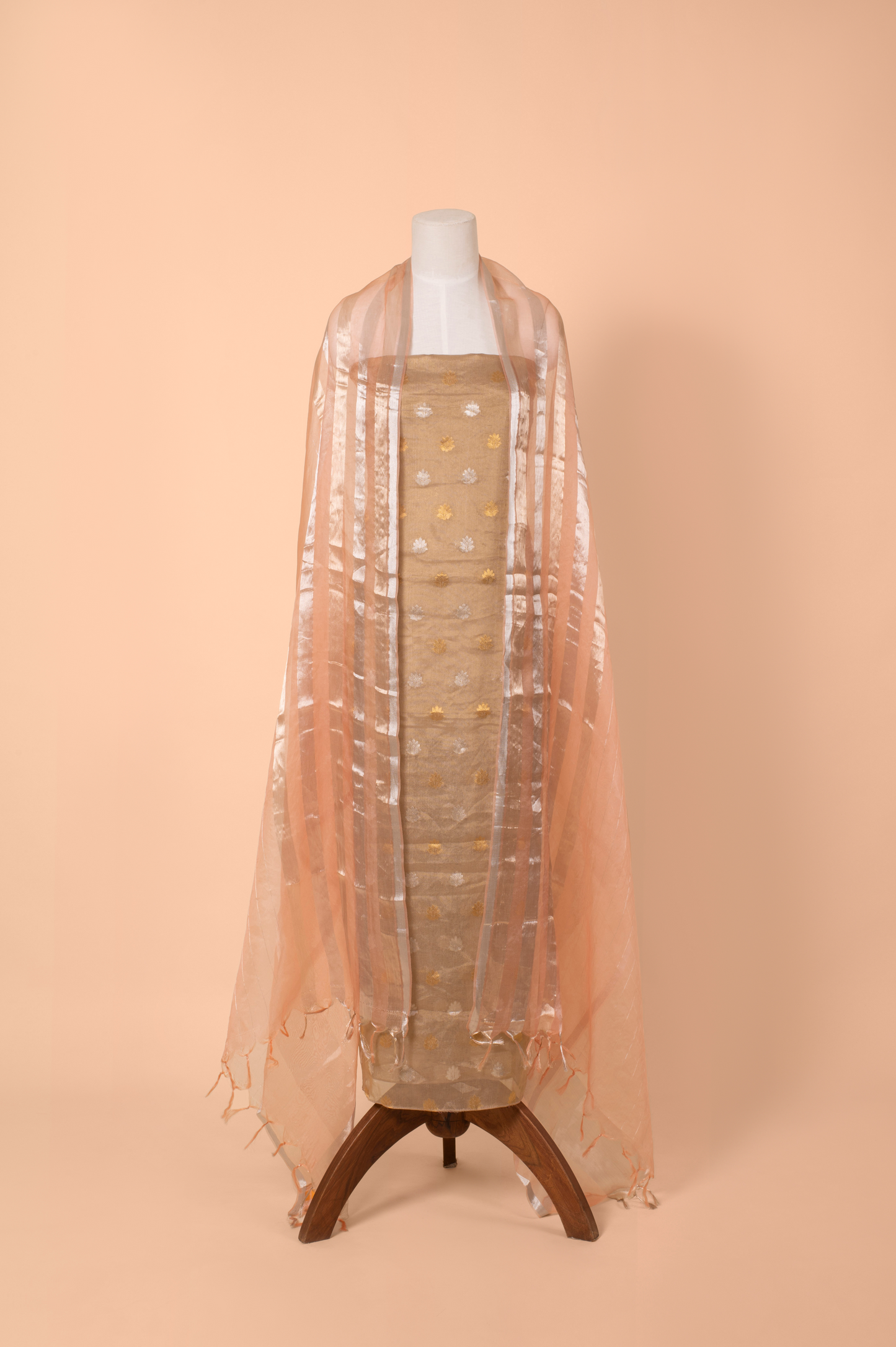 Handwoven Beige Tissue Suit Piece