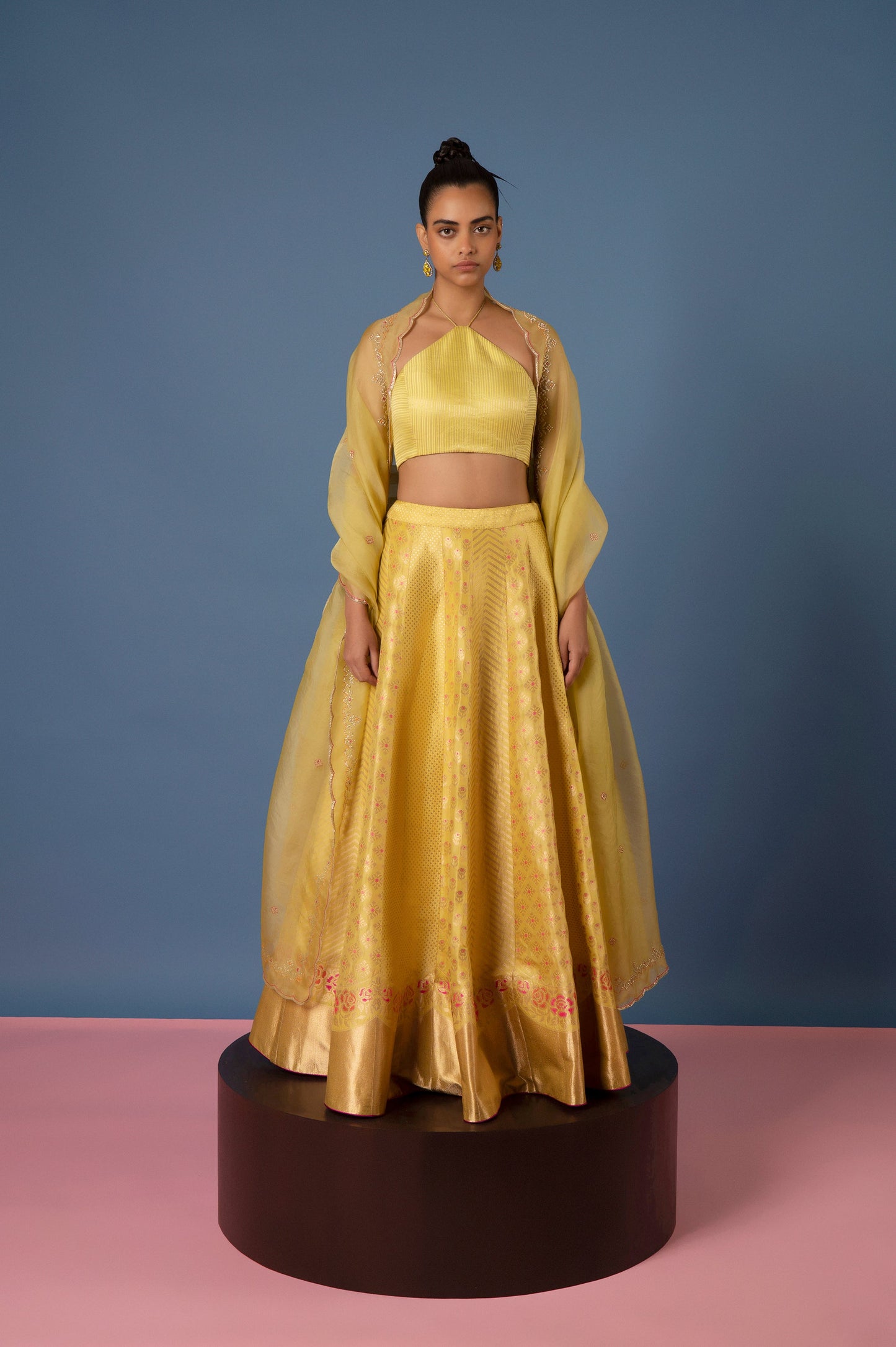 Handwoven Yellow Silk Lehenga
