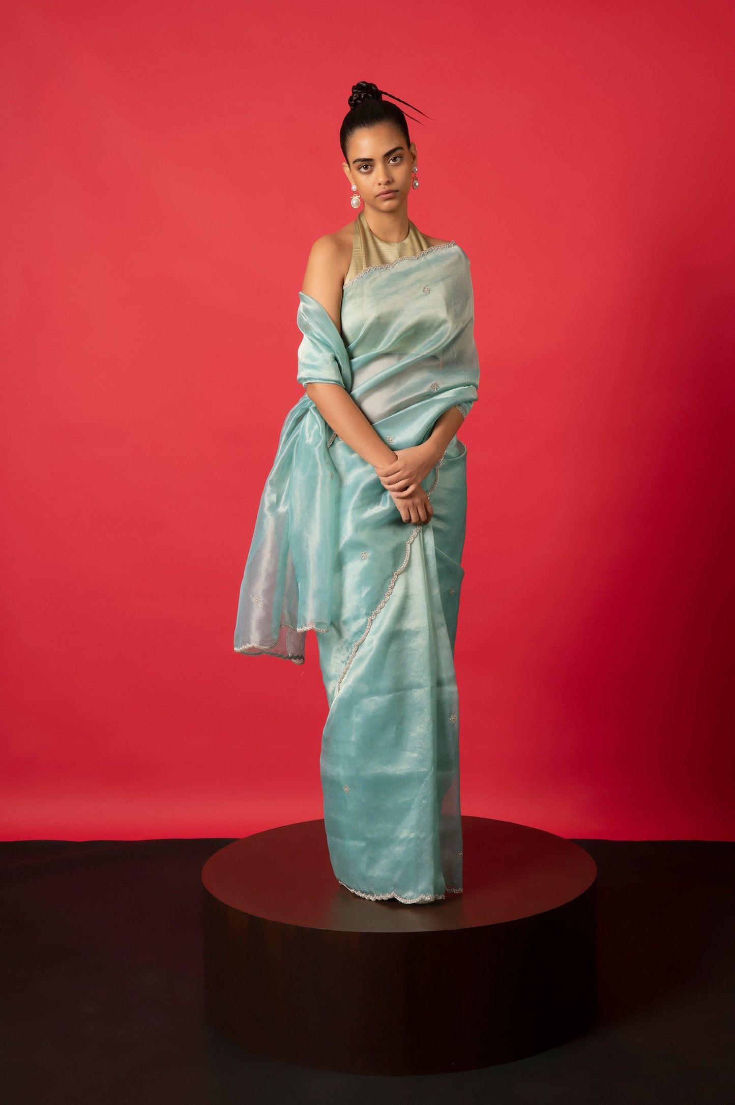 Handwoven Blue Tissue Silk Saree